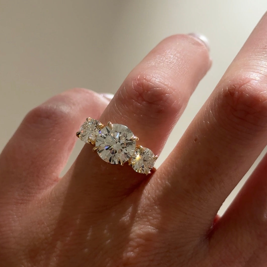 Amora | 4.6ct Round Trilogy Lab-Grown Diamond Engagement Ring