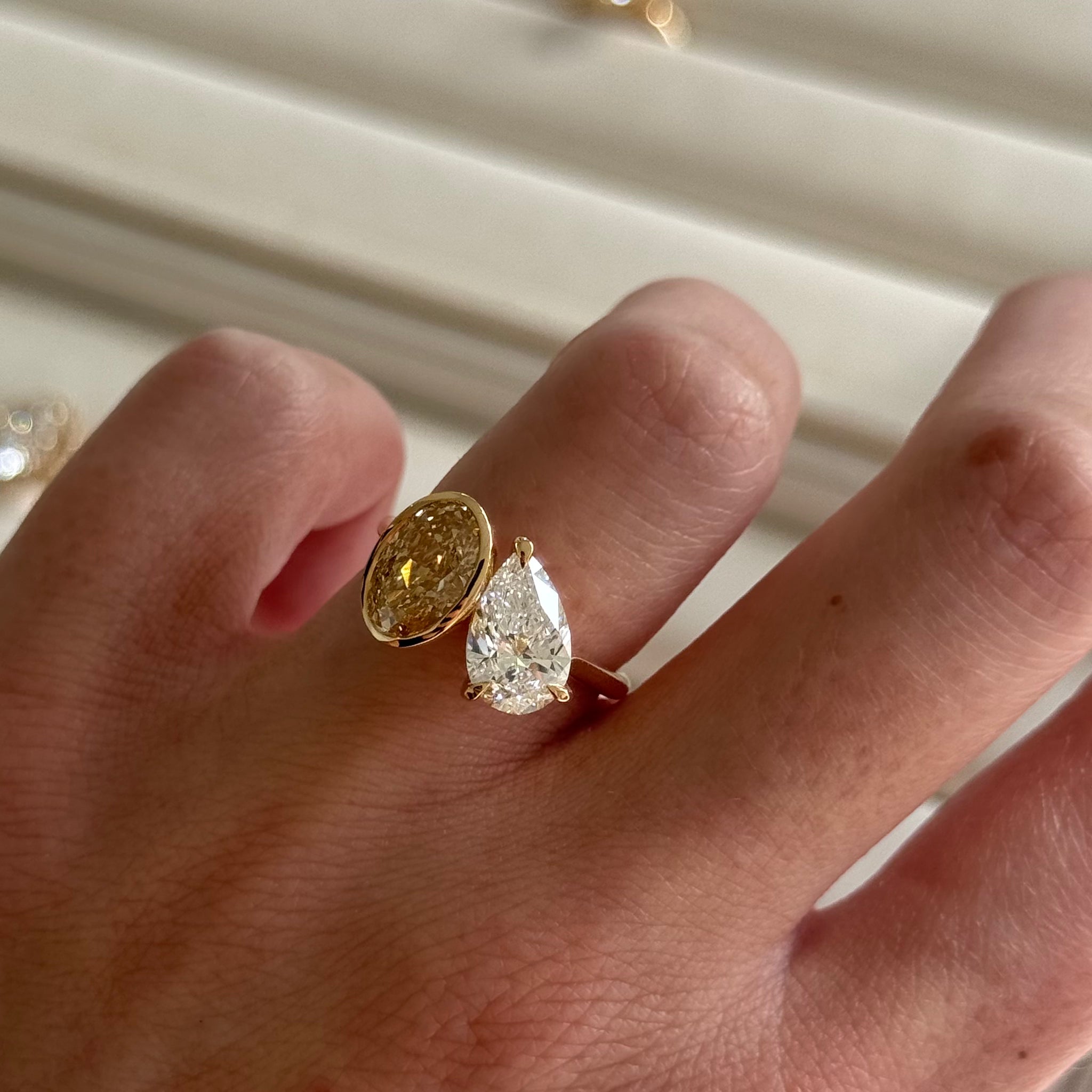 Toi et Moi | 3.6ct Pear & Oval Toi et Moi Lab-Grown Diamond Engagement Ring
