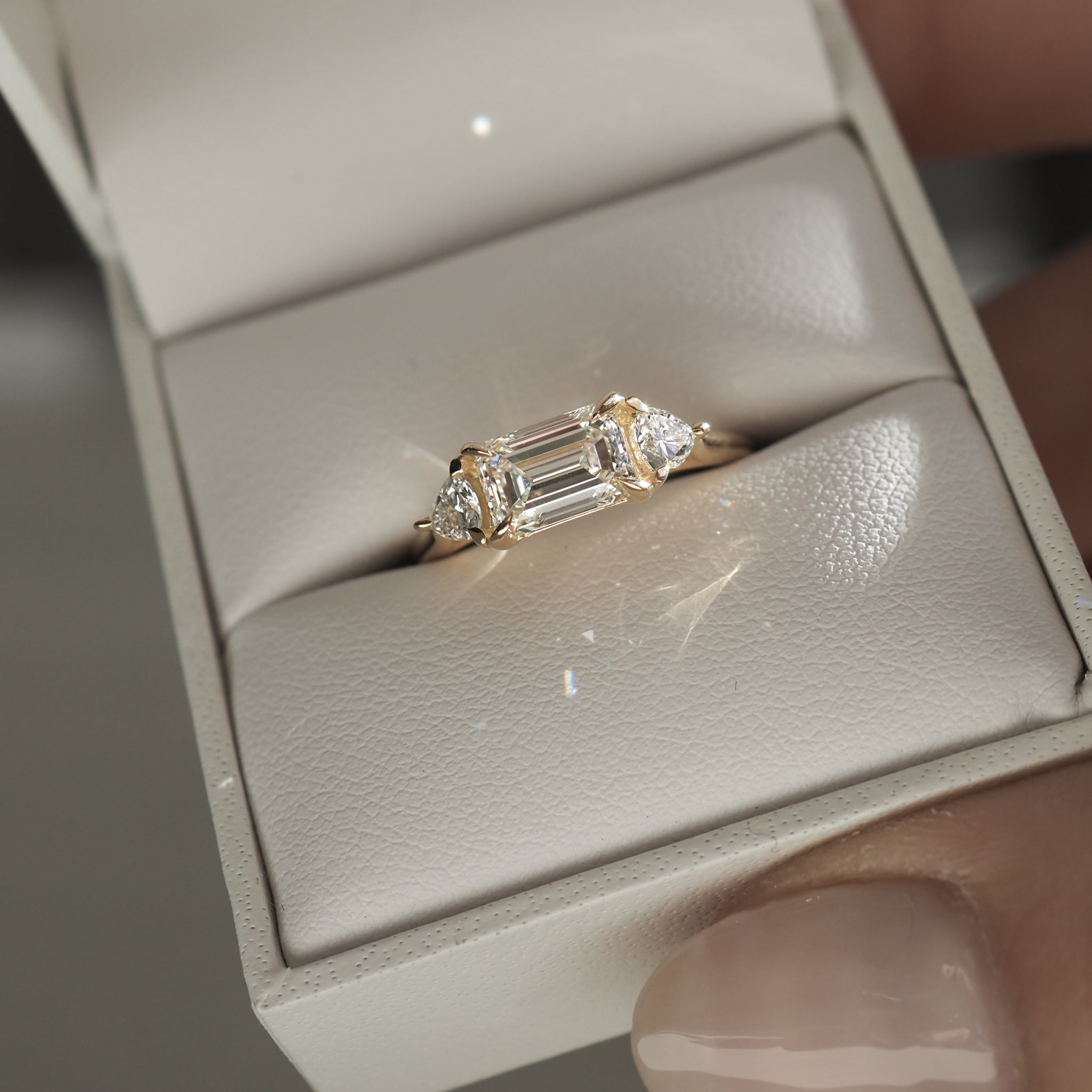 Isla | Emerald & Trillion Lab-Grown Diamond Engagement Ring