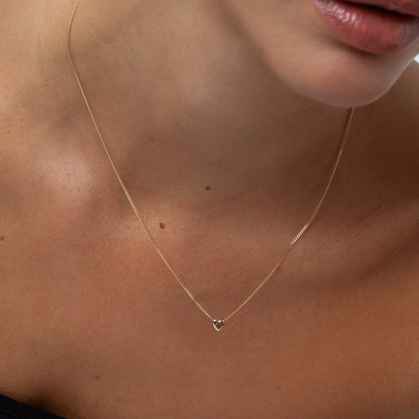 Puffed Heart Necklace Sliding Charm Necklace - Main Image