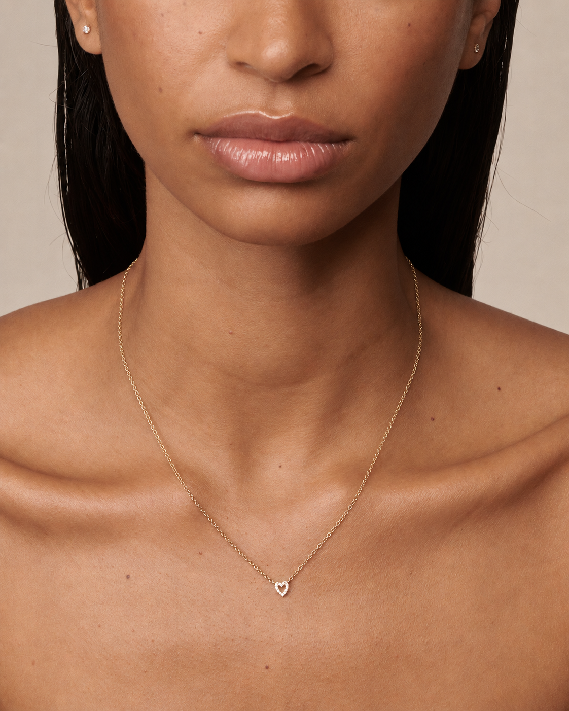 Diamond Heart Necklace | Fixed Charm with Lab-Grown Diamonds