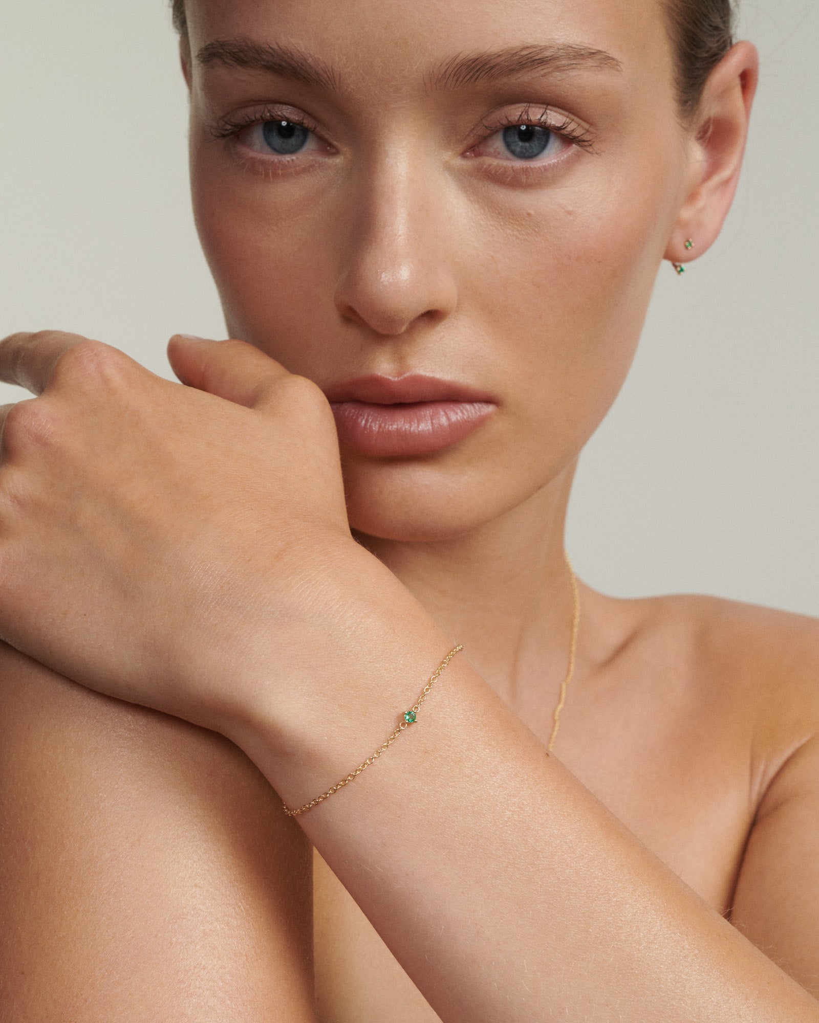 Tiny Birthstone Bracelet | Fixed Charm with Gemstones