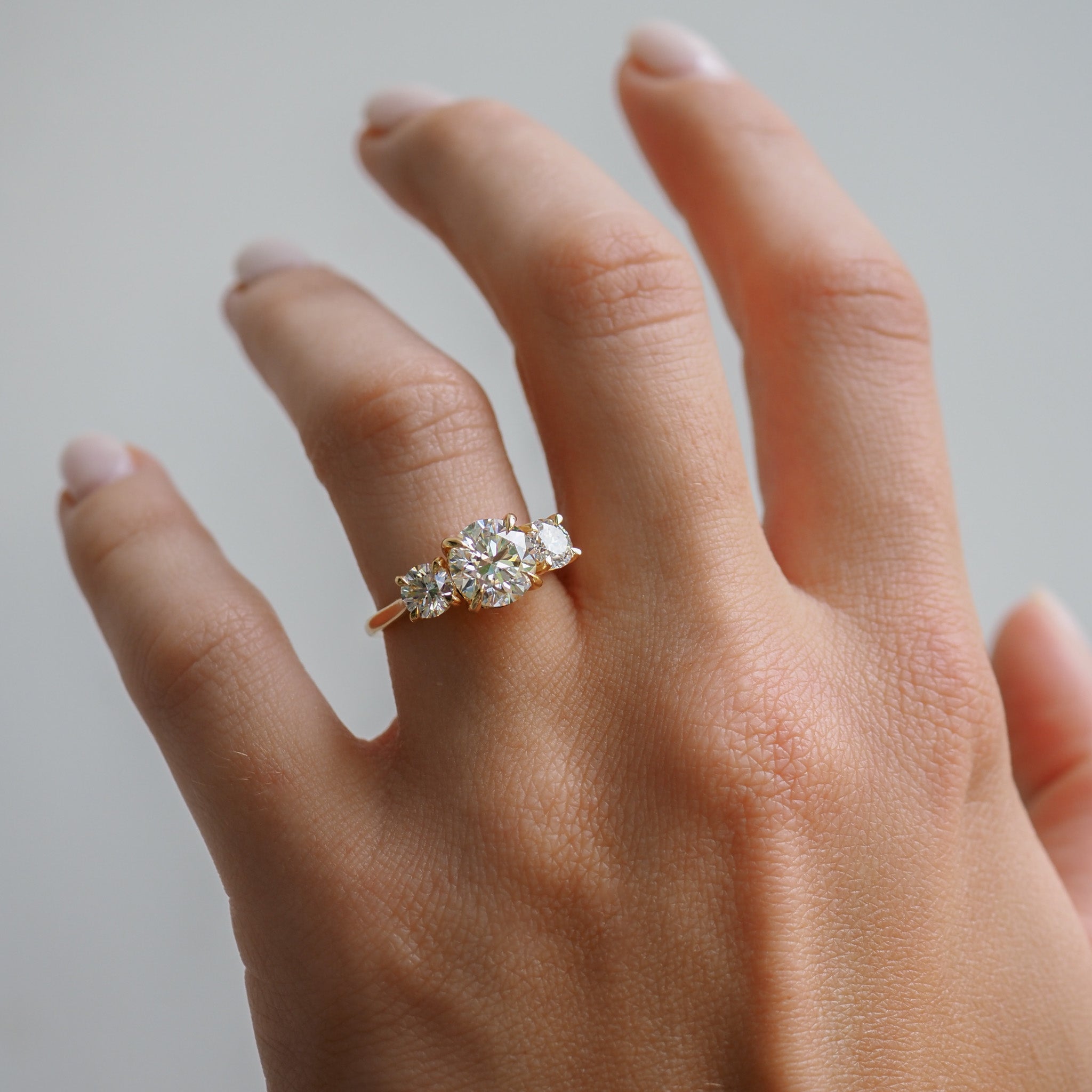 Amora | 3ct Round Trilogy Lab-Grown Diamond Engagement Ring