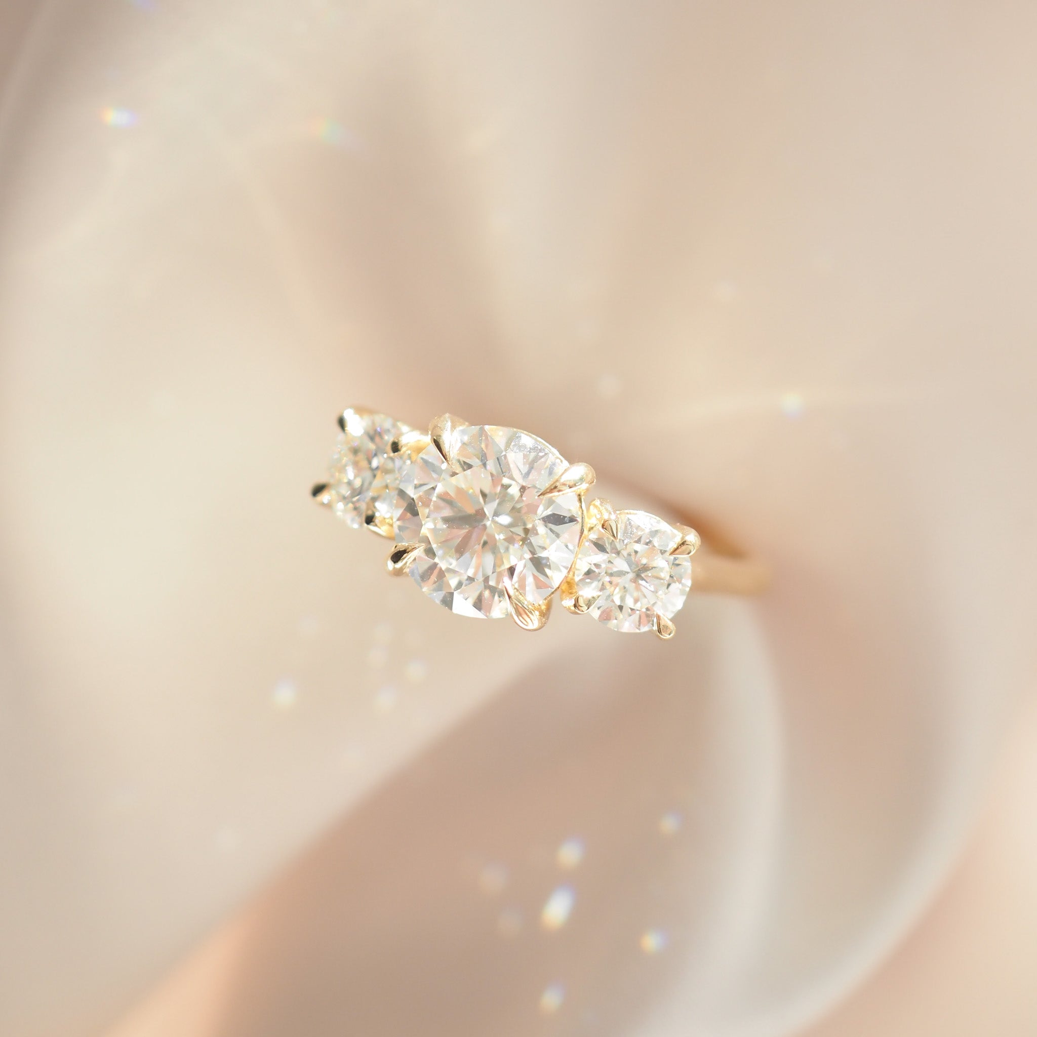 Amora | 3ct Round Trilogy Lab-Grown Diamond Engagement Ring