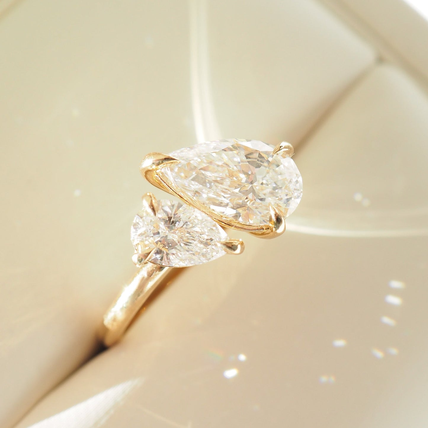 Duet Pear Engagement Ring in Box