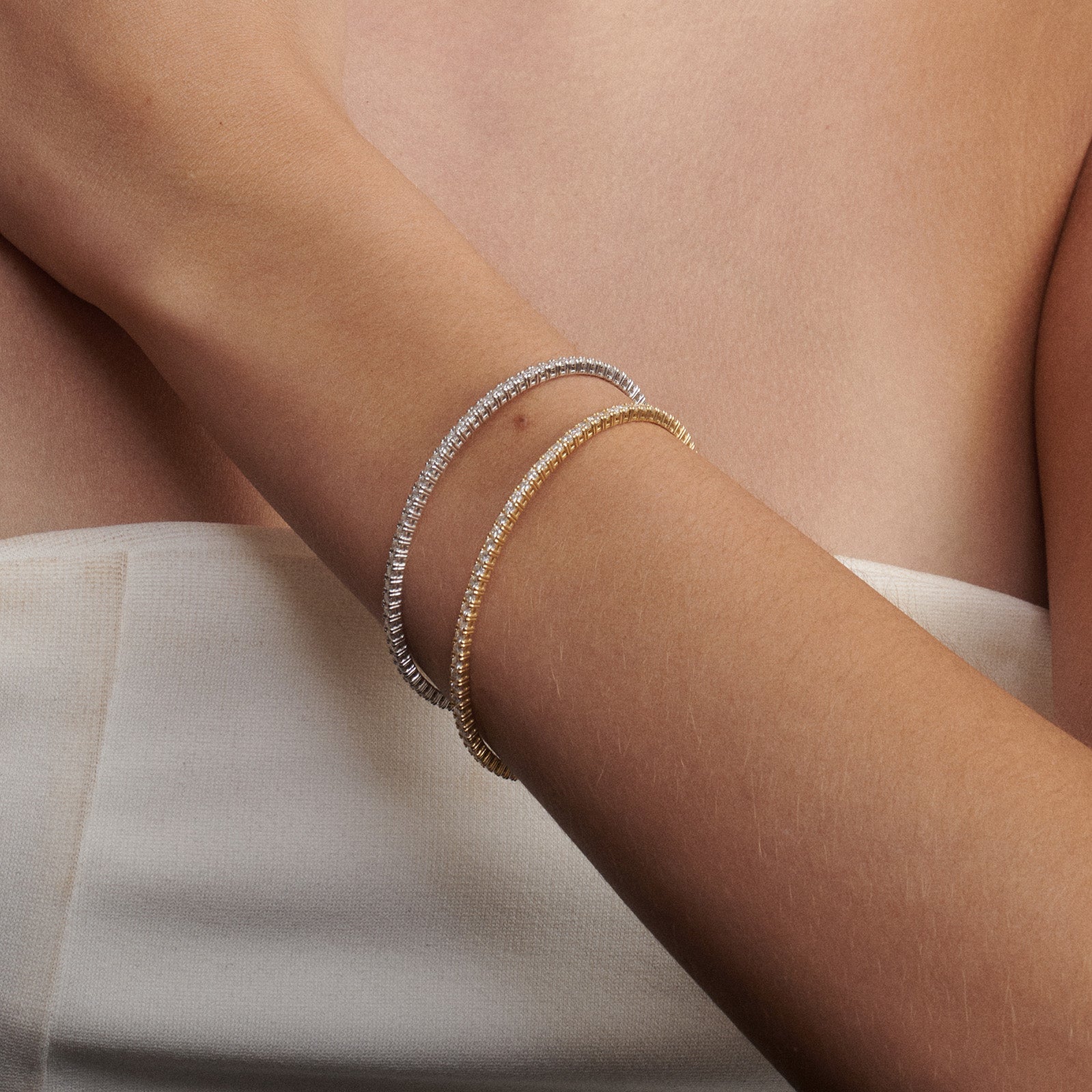 Tennis Bangle | Round Lab-Grown Diamond Flexible Bracelet
