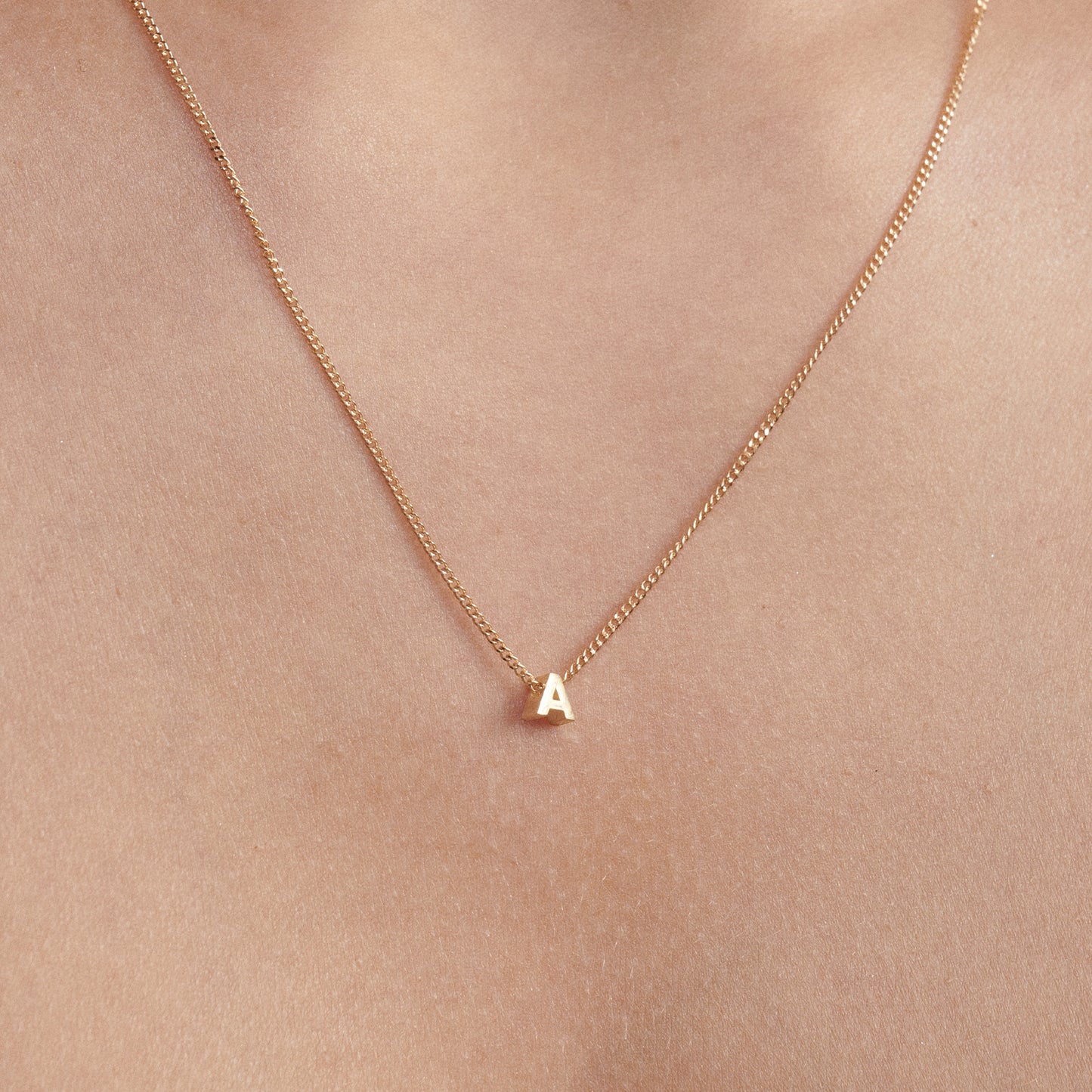 Tiny Letter Necklace Sliding Charm – Kate Kole - Main Image