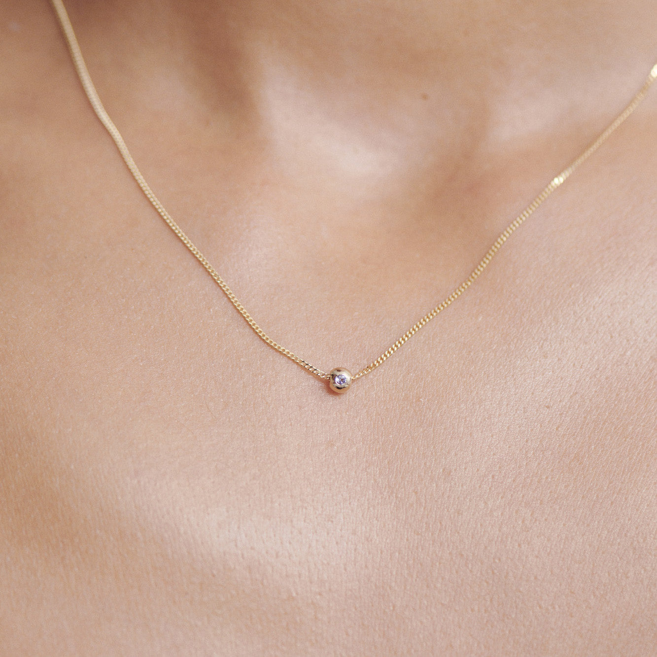 Tiny Birthstone Necklace With Sliding Gemstone Charm – Kate Kole