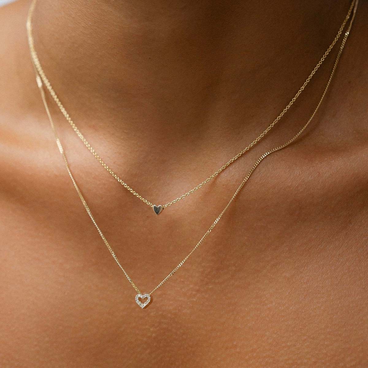 Diamond Heart Charm Necklace Lab-Grown Diamond Sliding Necklace
