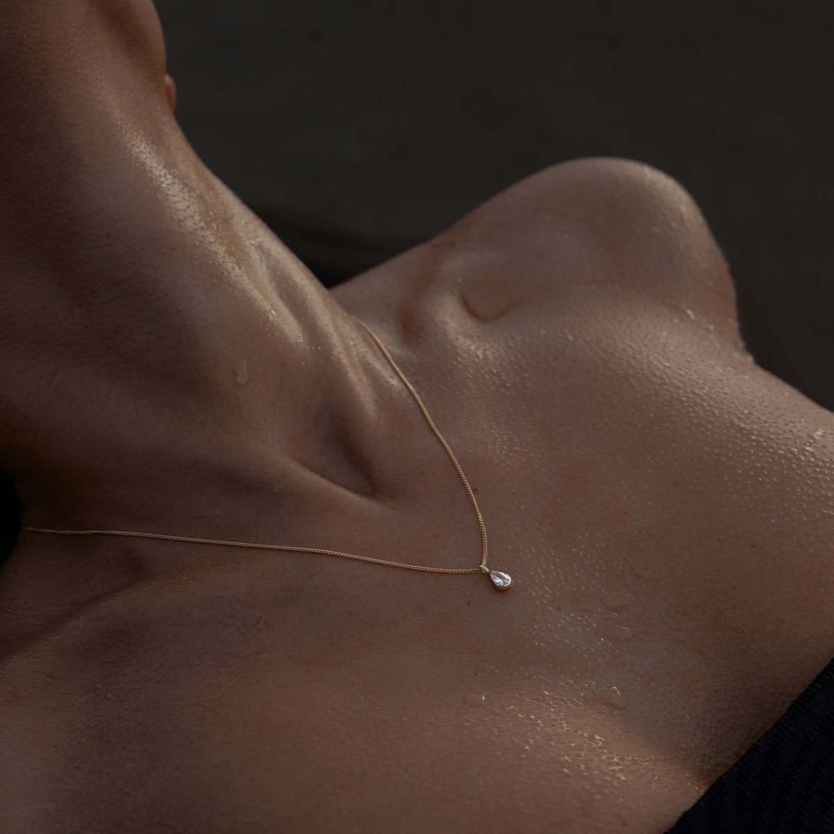Kate & Kole Floating Pear Lab Grown Diamond Necklace in solid yellow gold