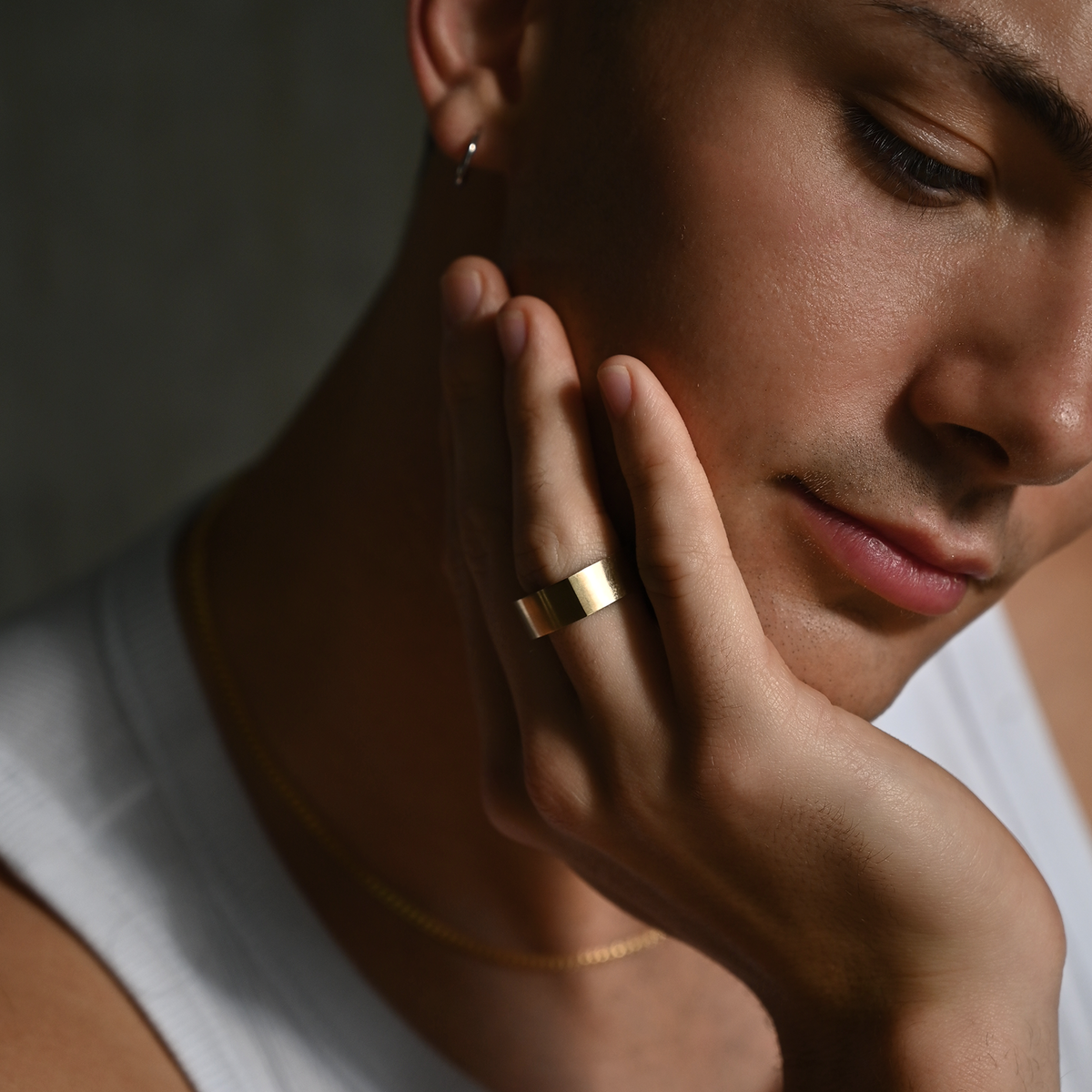 Mens wedding 2025 band flat top