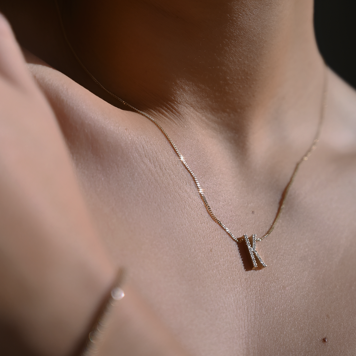 Large silver 2025 initial necklace