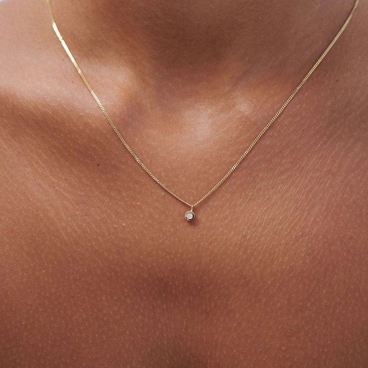 Kate & Kole Medallion Necklace in solid yellow gold with round white lab grown diamond