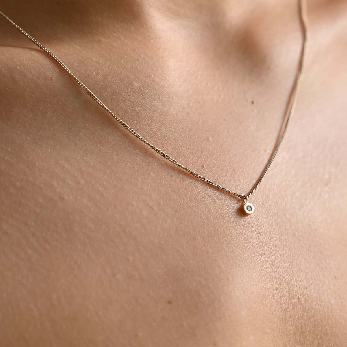 Kate & Kole Medallion Necklace in solid yellow gold with white lab grown diamond