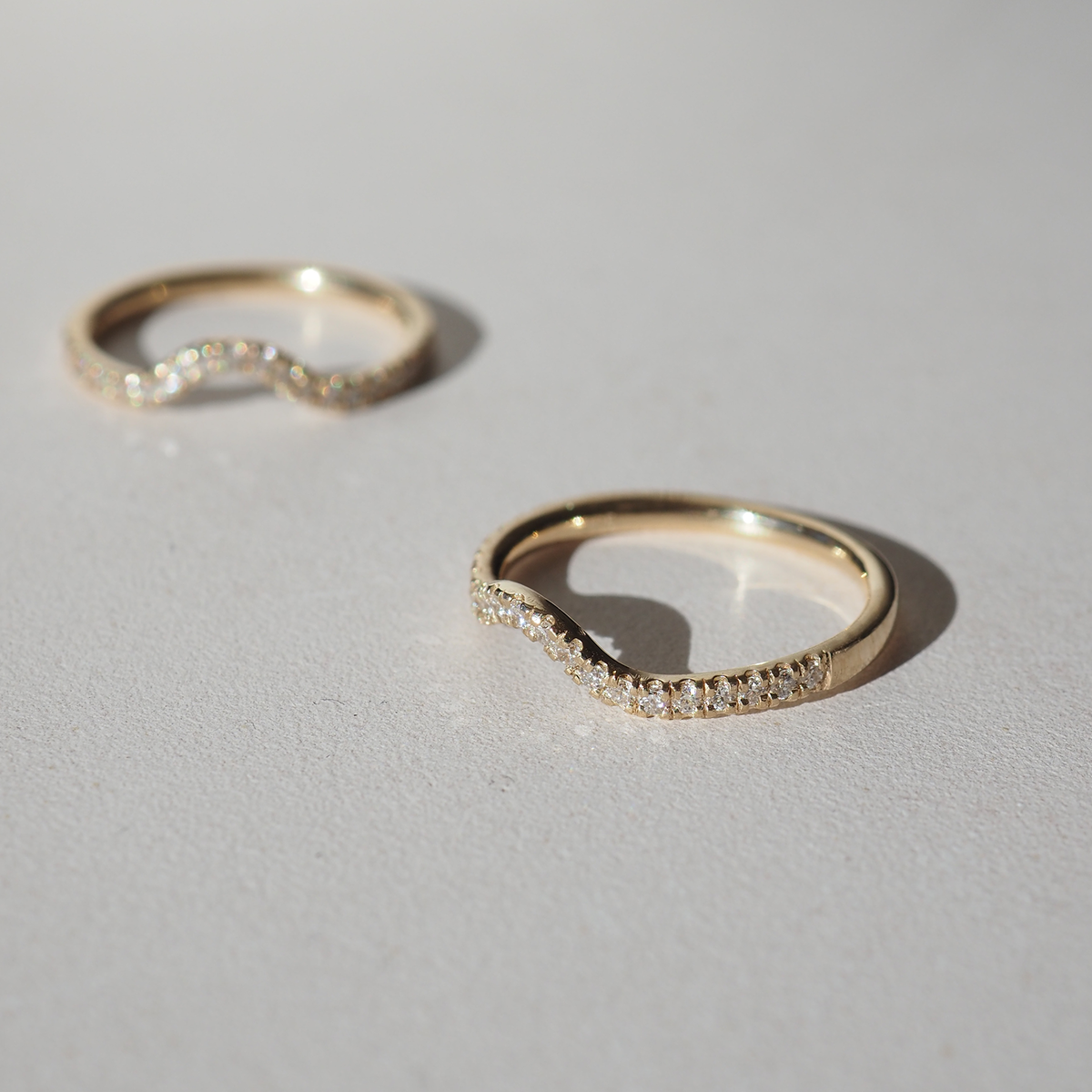 Curved pave deals wedding band