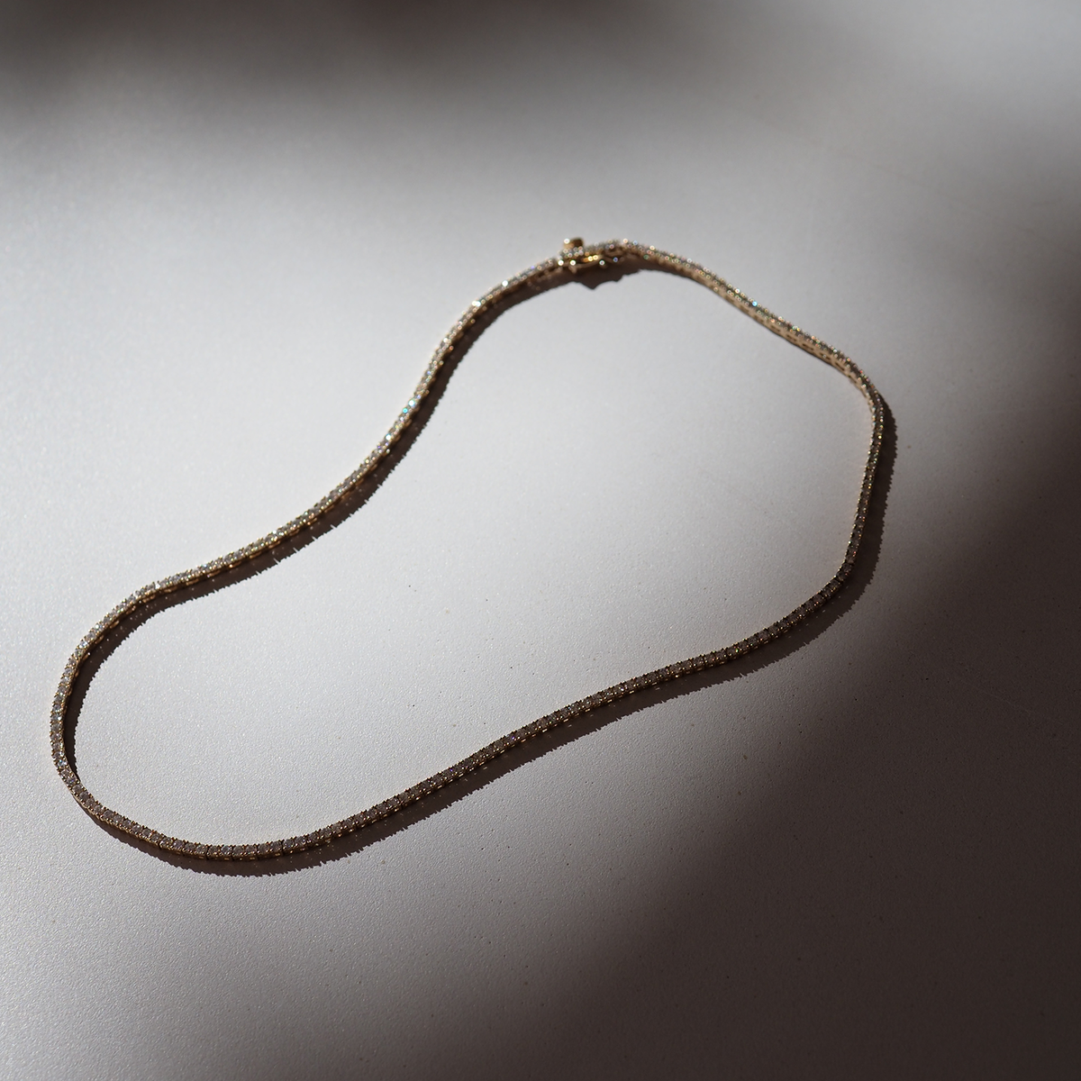 Lab Grown Diamond Tennis Necklace in solid yellow gold