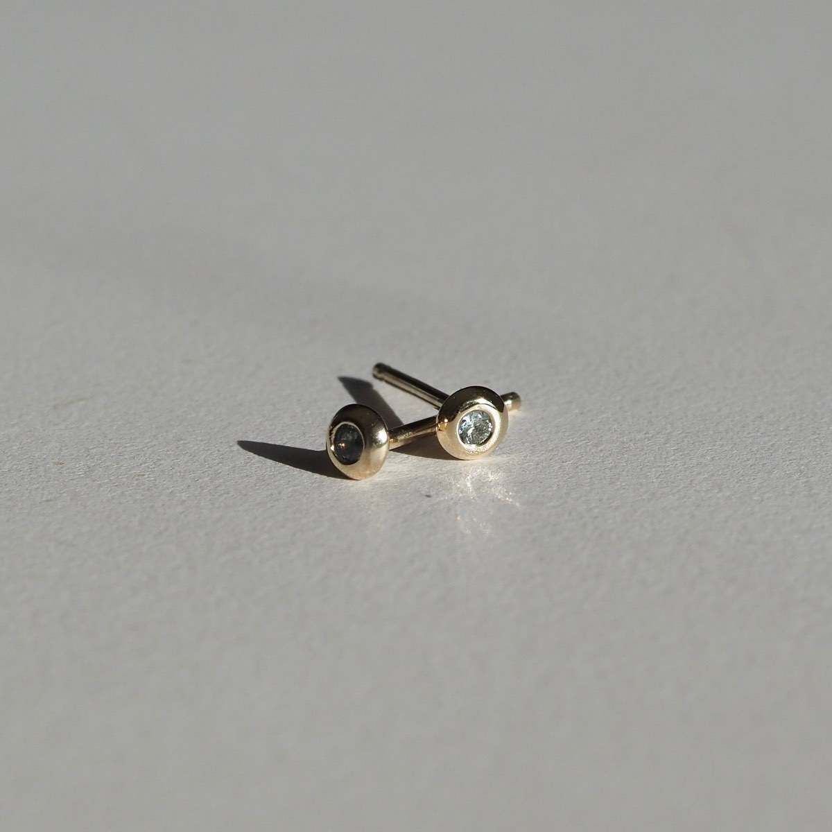 Tiny Birthstone Stud in 9ct Yellow Gold with March 1.5mm Aquamarine