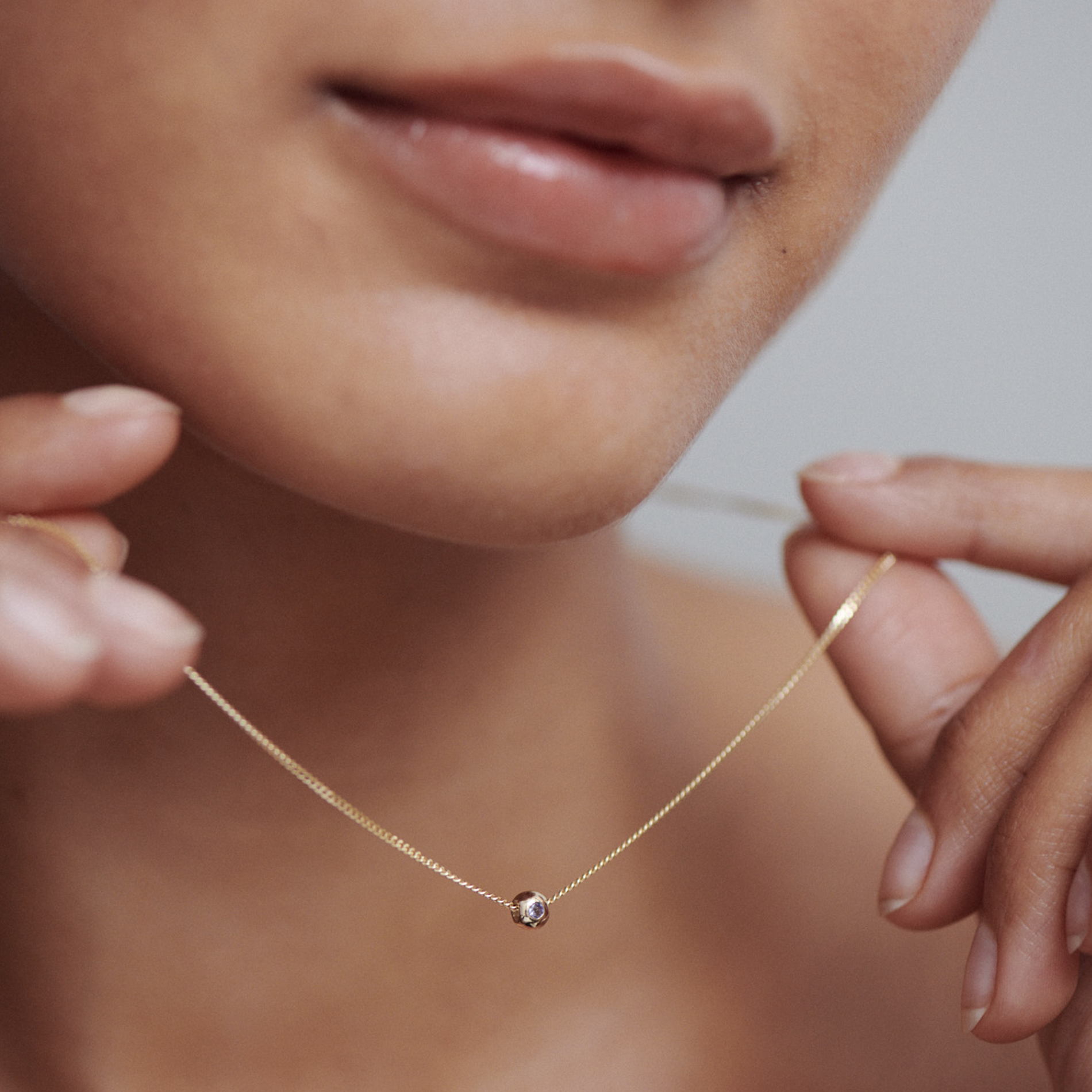 Tiny Birthstone Charm Necklace