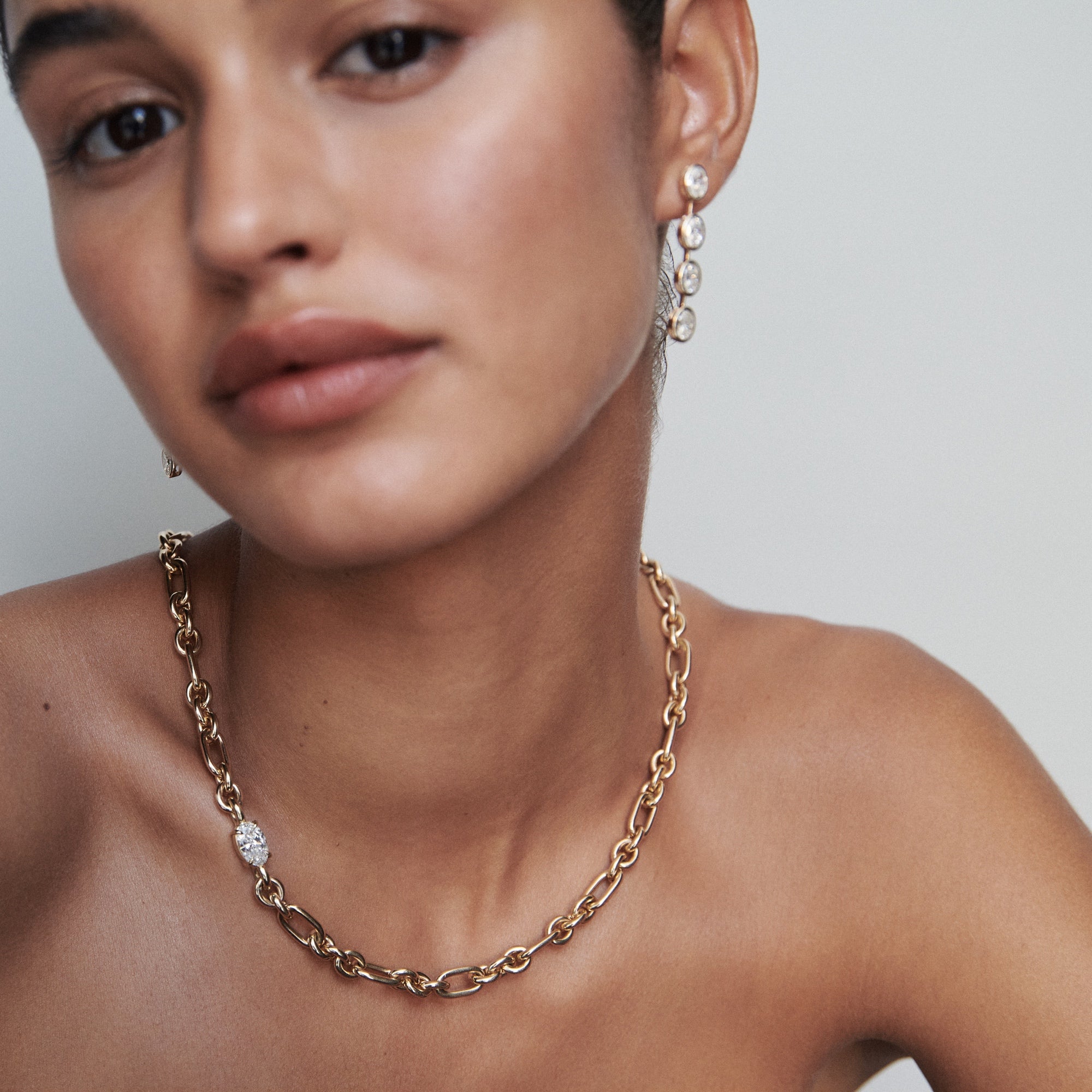 Diamond chain link necklace discount