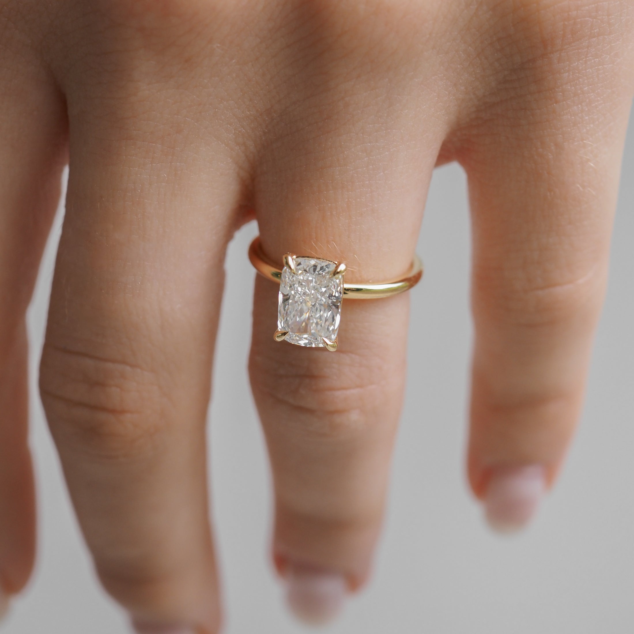 Khia | 2.3ct Elongated Cushion Solitaire Lab-Grown Diamond Engagement Ring