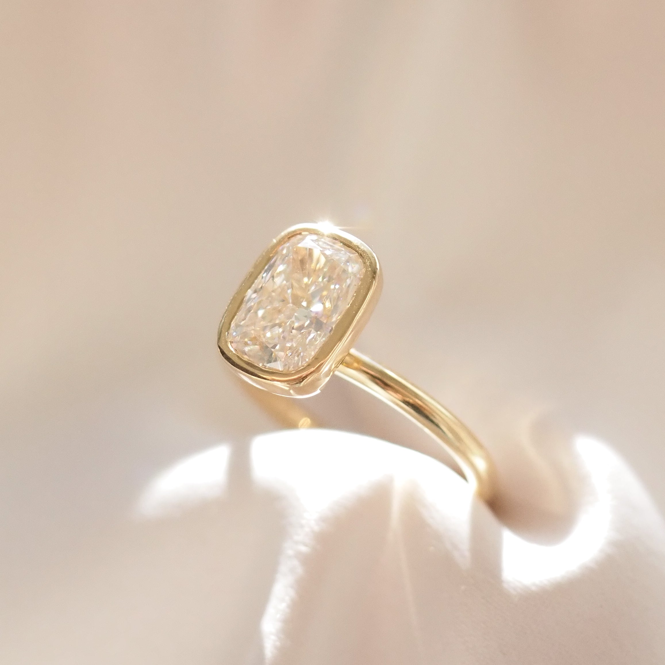 Elongated Cushion Bezel | 2ct Solitaire Lab-Grown Diamond Engagement Ring