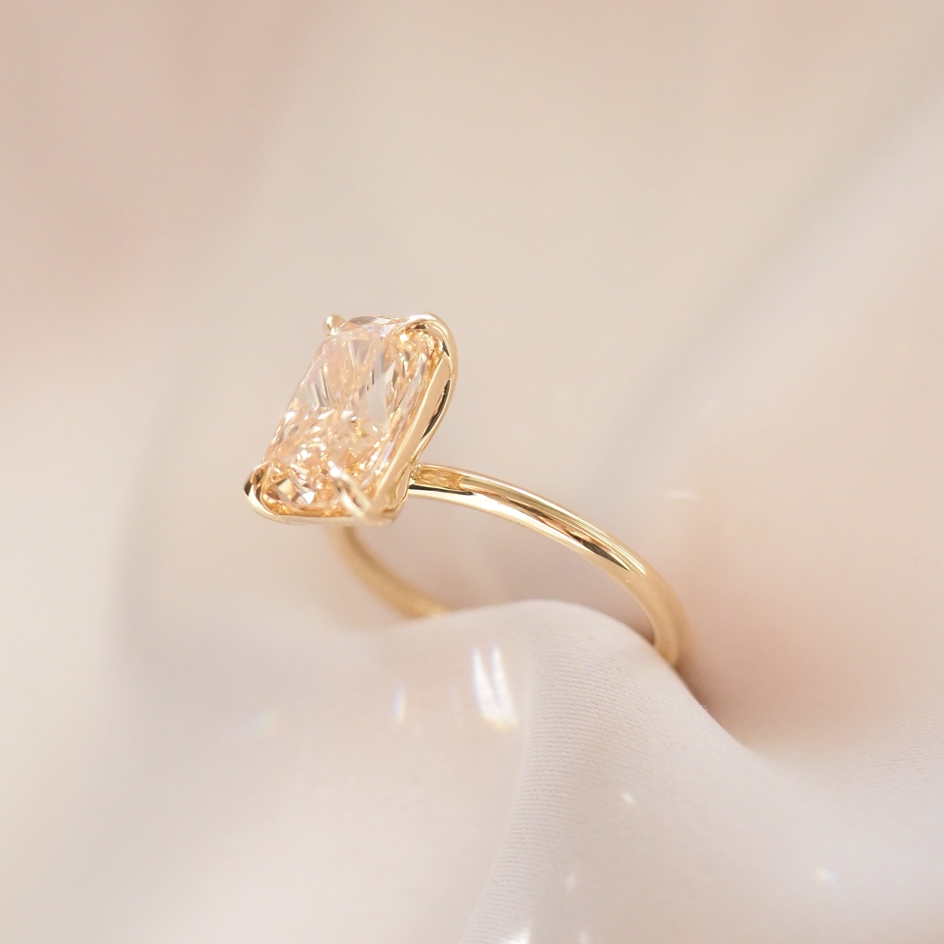 Khia | 3ct Champagne Elongated Cushion Lab-Grown Diamond Engagement Ring