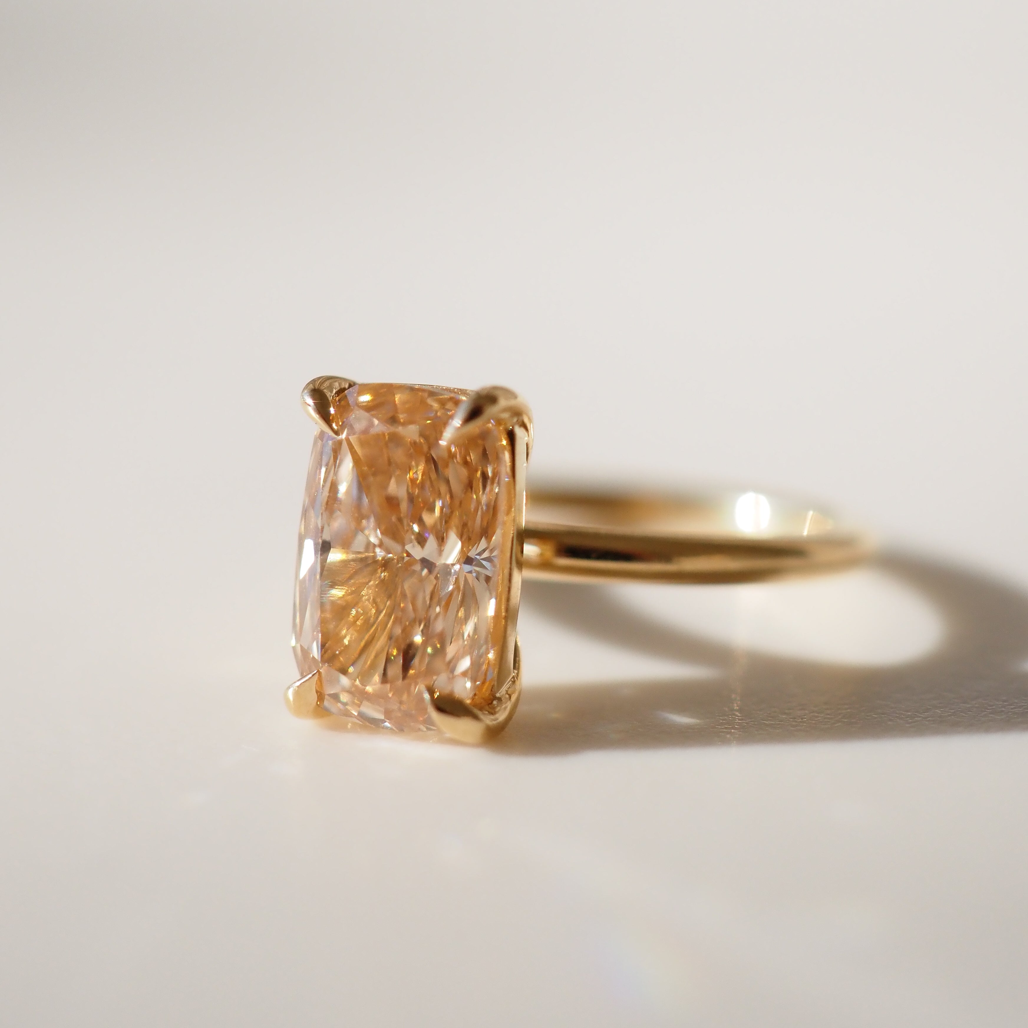 Khia | 3ct Champagne Elongated Cushion Lab-Grown Diamond Engagement Ring