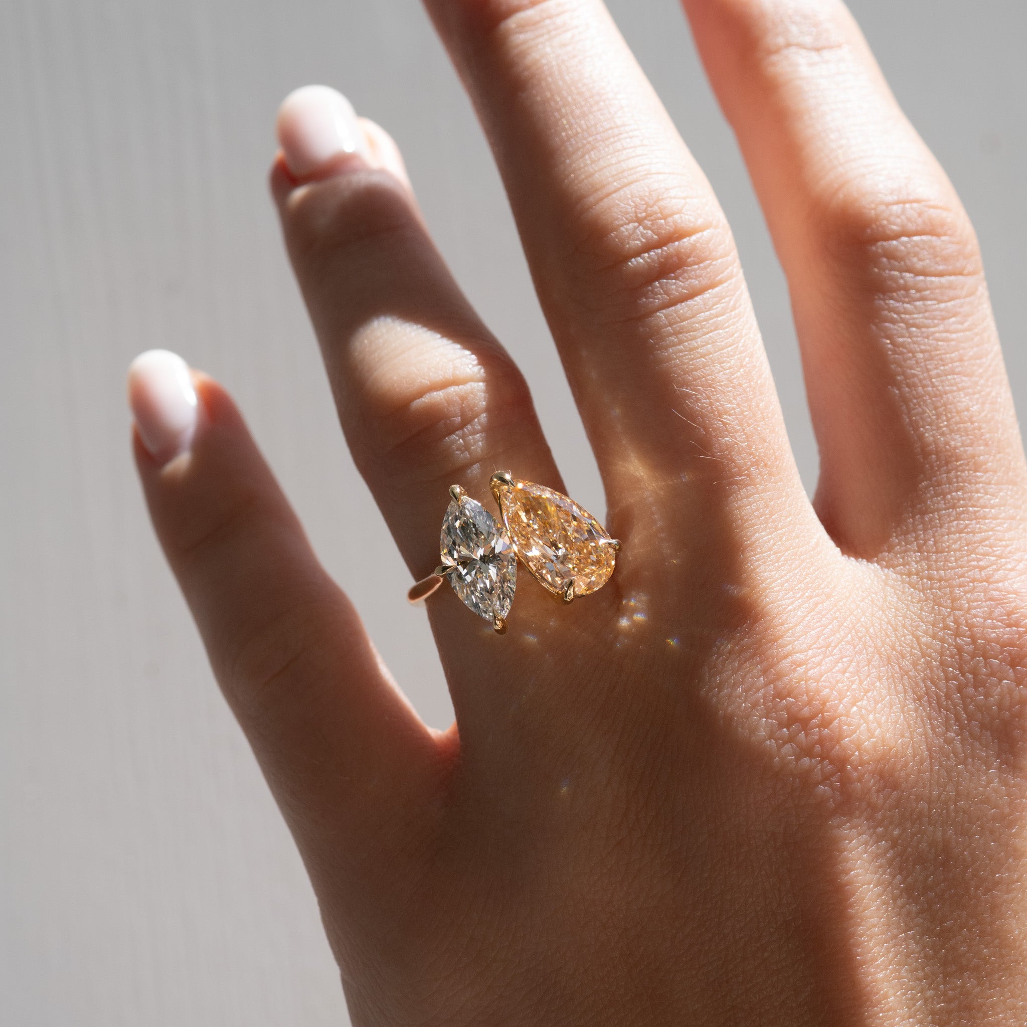 Léa | 5.44ct Champagne Pear & Marquise Toi et Moi Ring