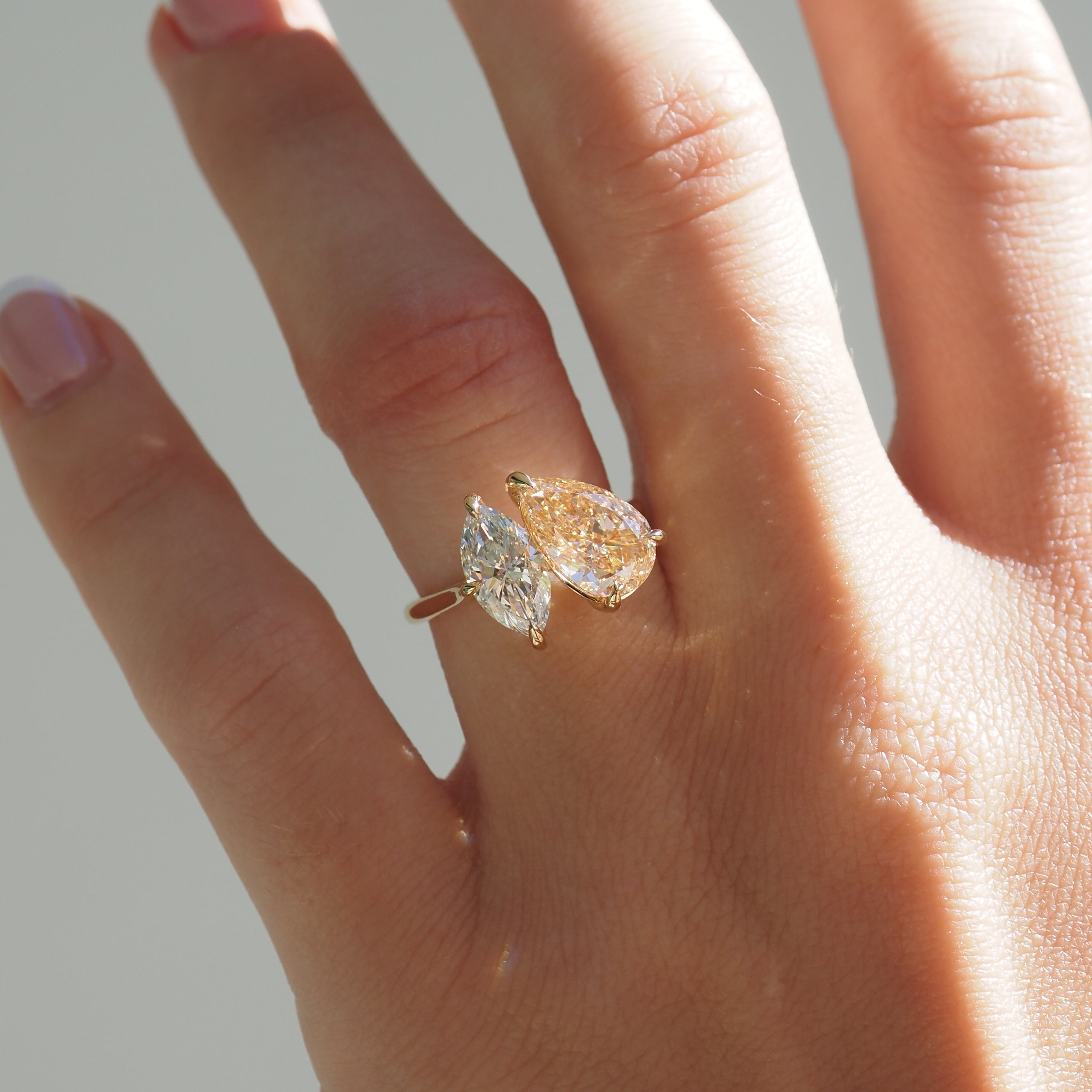 Léa | 3.9ct Champagne Pear & Marquise Toi et Moi Lab-Grown Diamond Ring