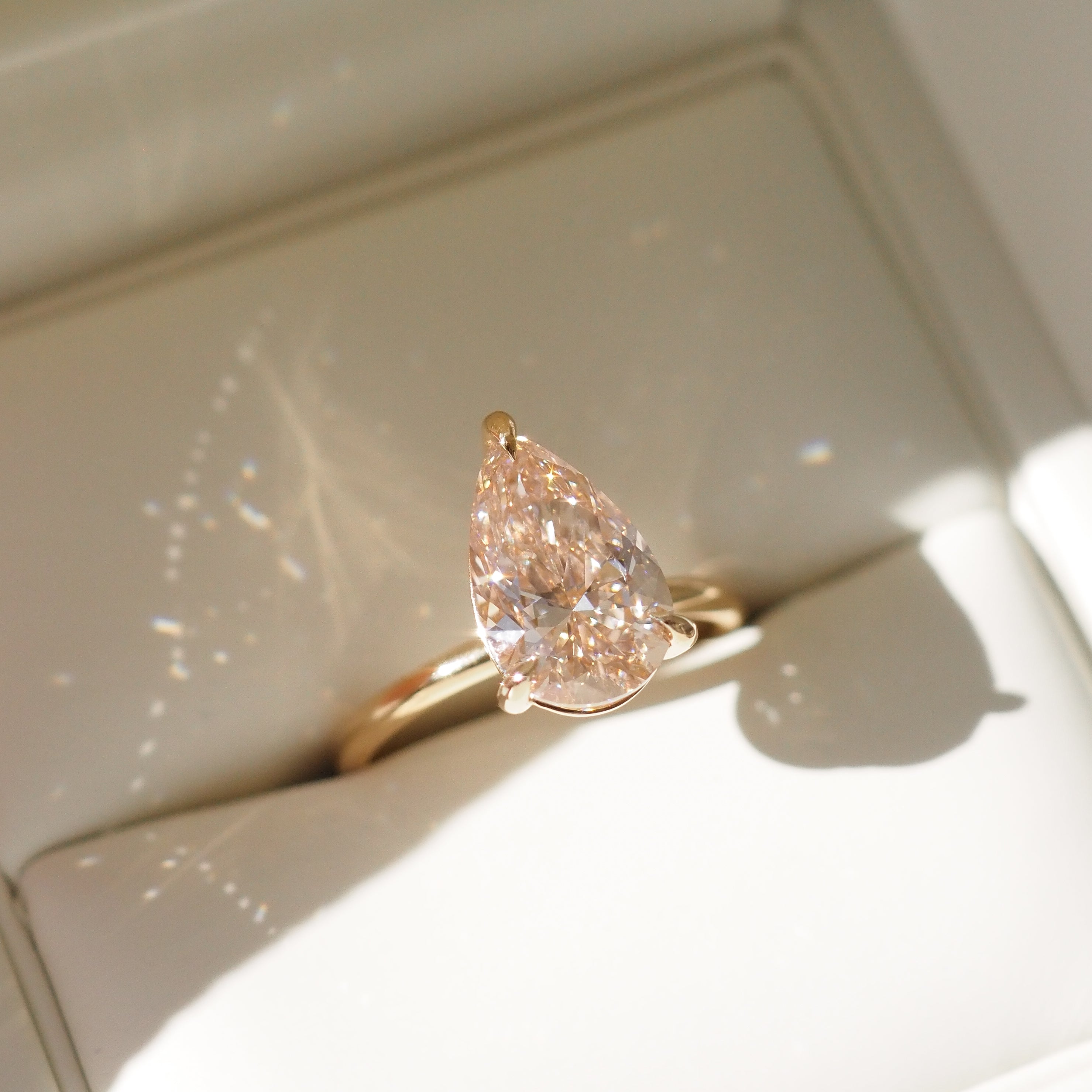 Lyla | 3ct Champagne Pear Solitaire Lab-Grown Diamond Engagement Ring