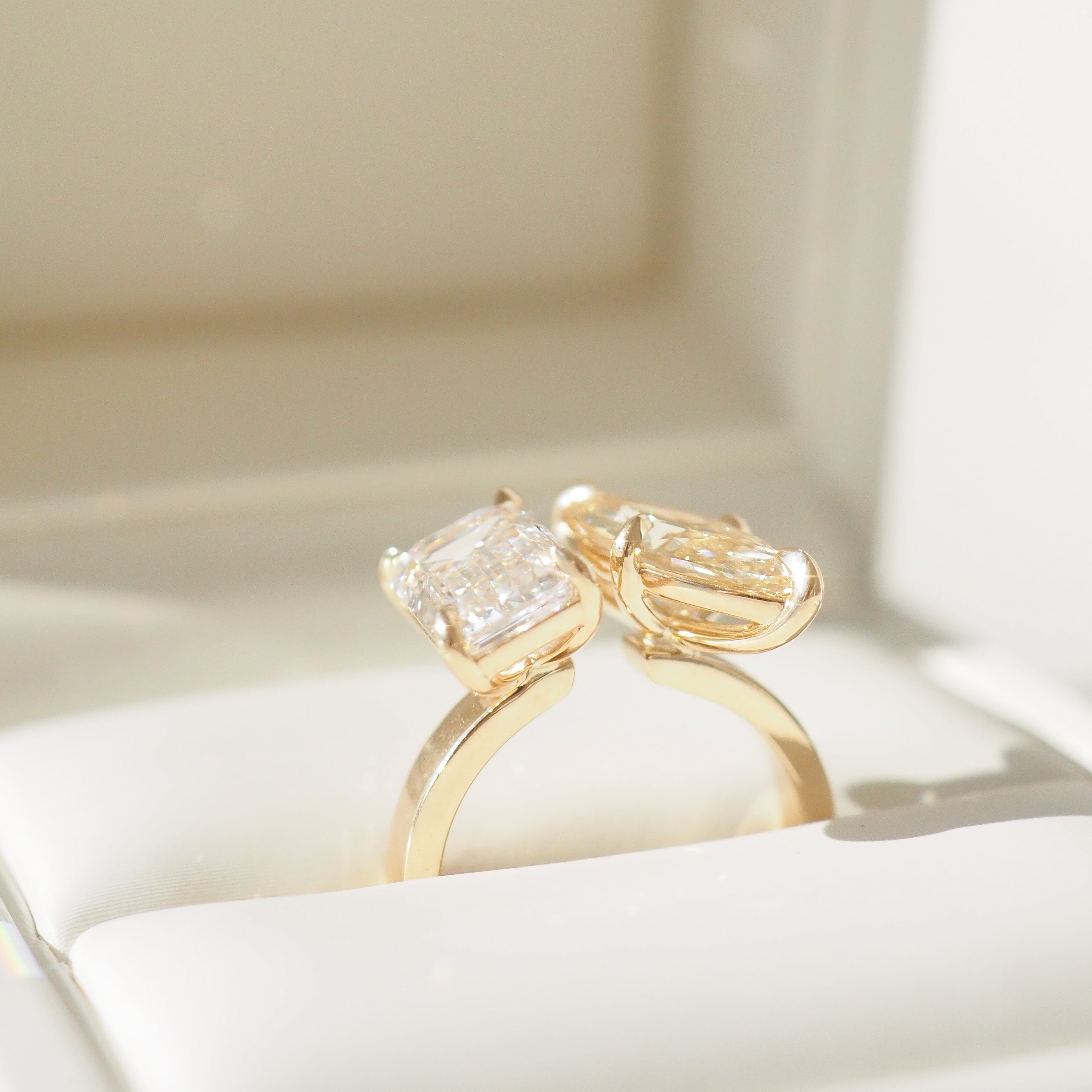 Toi et Moi | 5.3ct Emerald & Marquise Lab-Grown Diamond Engagement Ring