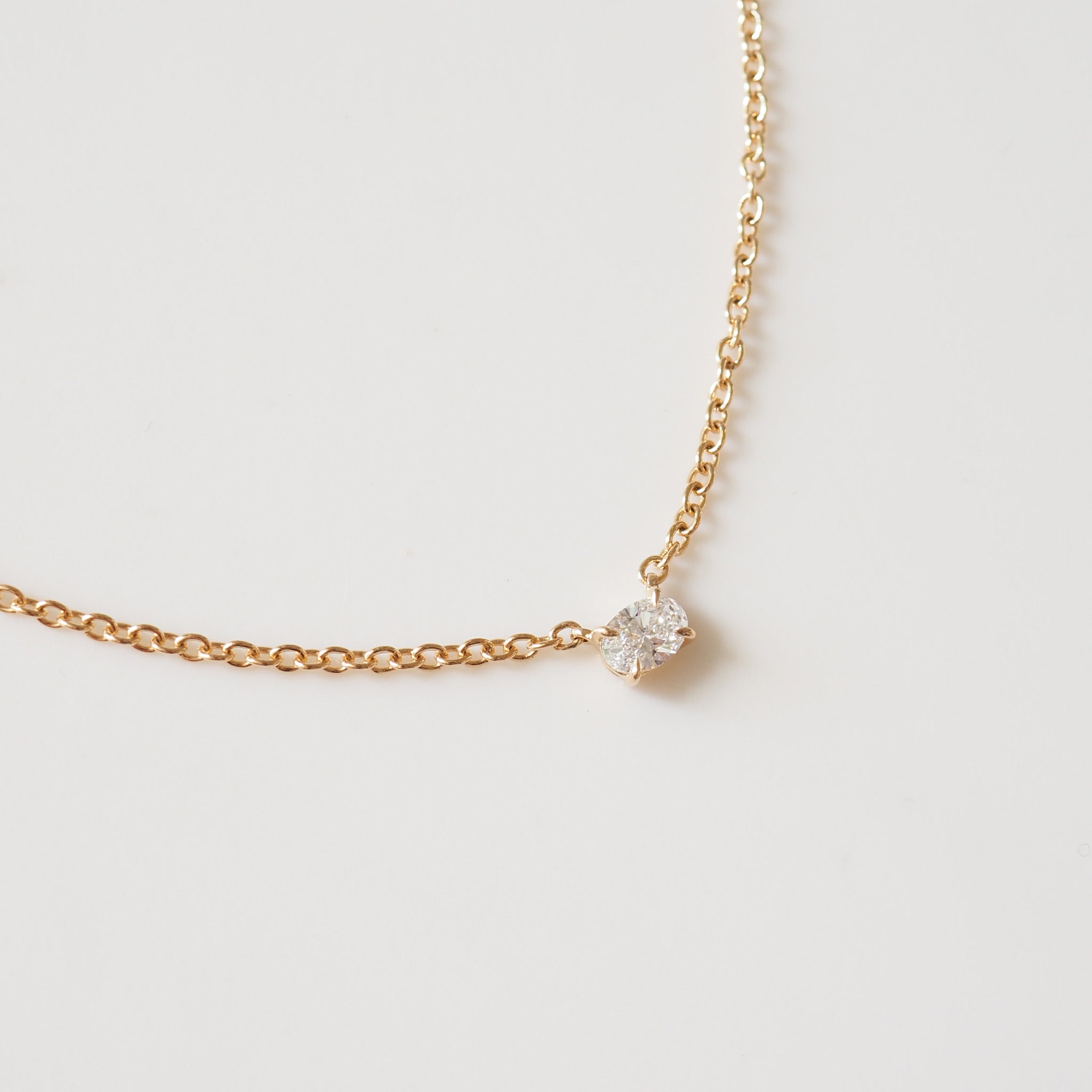 Oval Diamond Necklace | 0.25ct East-West Oval Lab-Grown Diamond