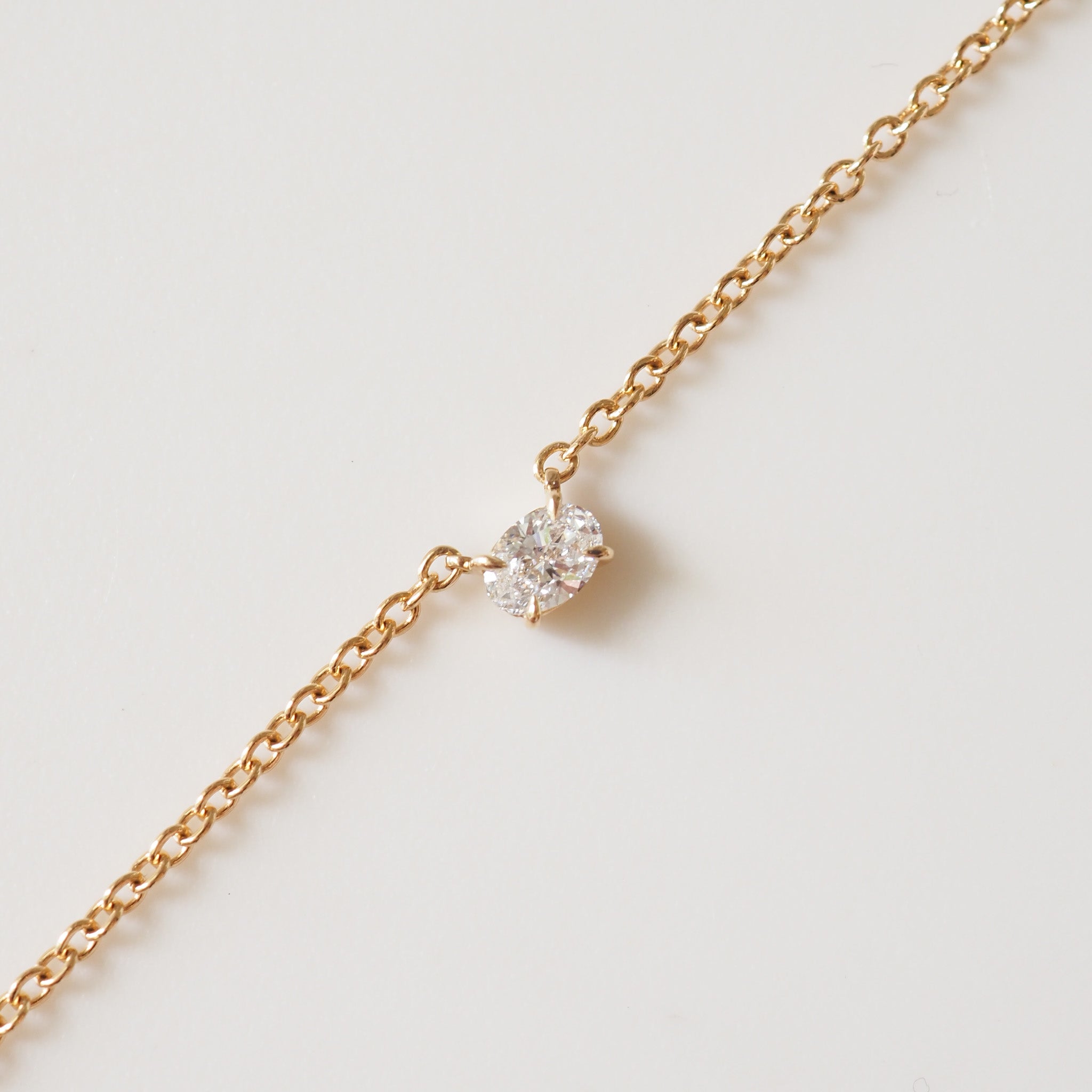 Fixed Oval Diamond Necklace | 0.77ct East-West Oval Lab-Grown Diamond