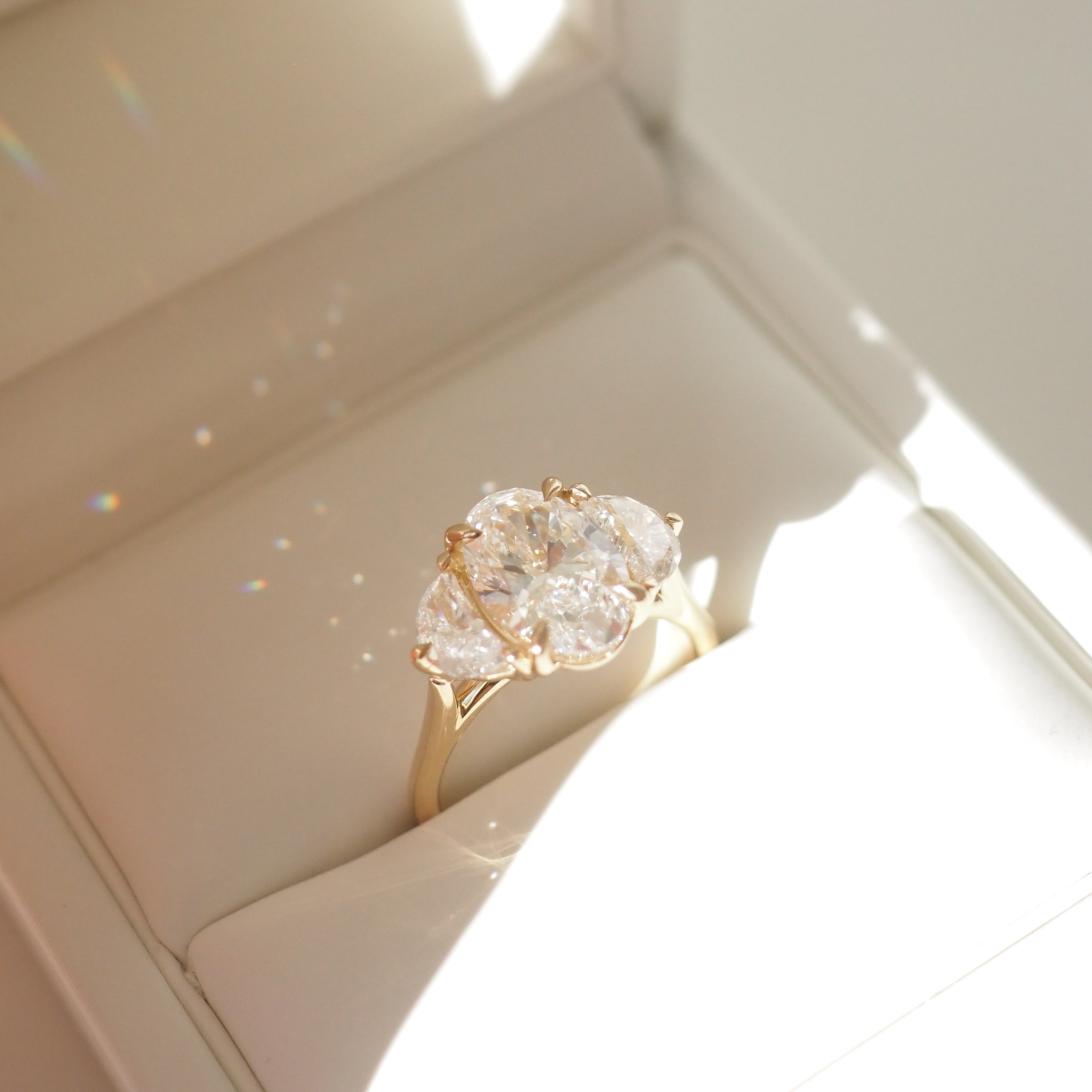 Oval & Crescent Trilogy | 3.3ct Lab-Grown Diamond Engagement Ring
