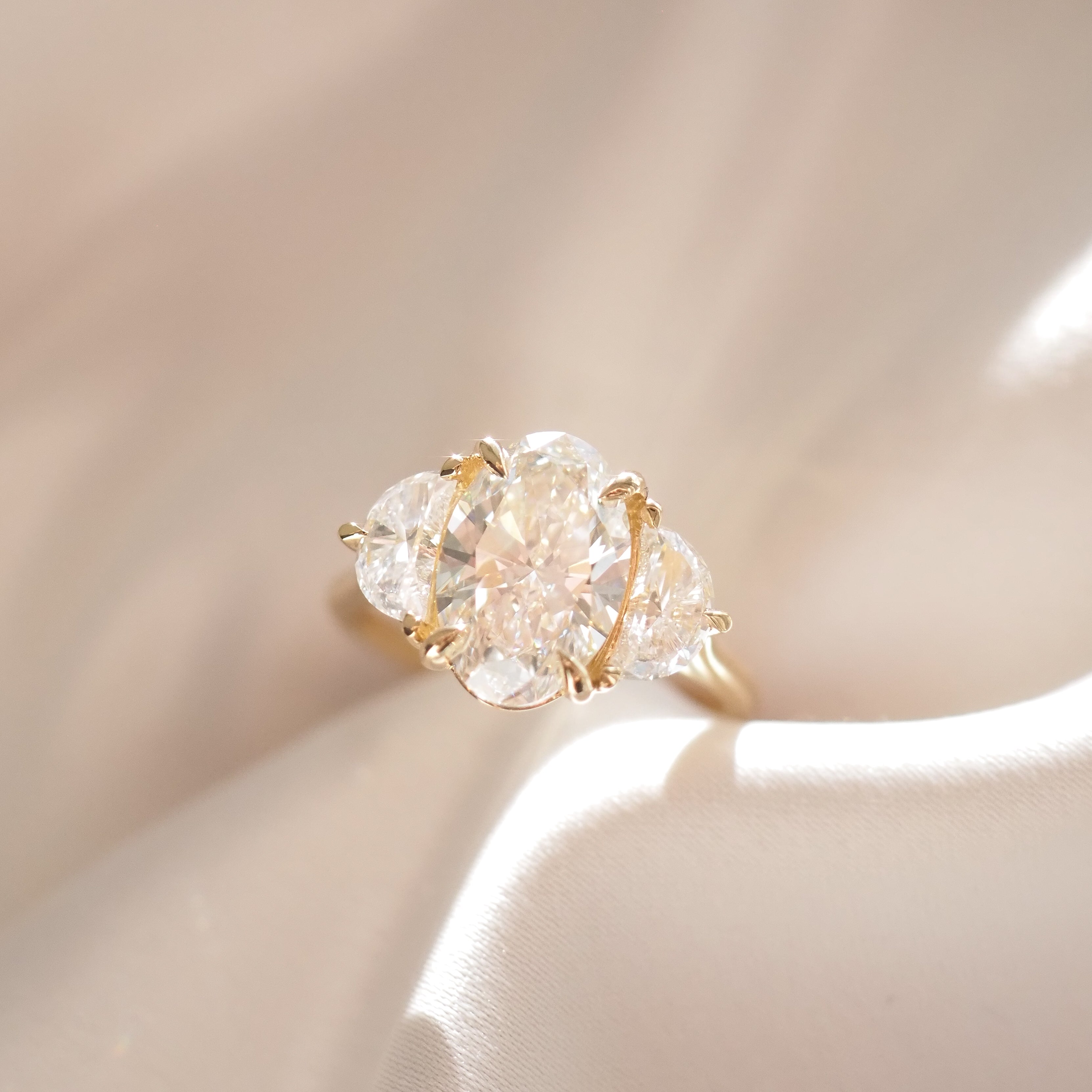 Oval & Crescent Trilogy | 3.3ct Lab-Grown Diamond Engagement Ring