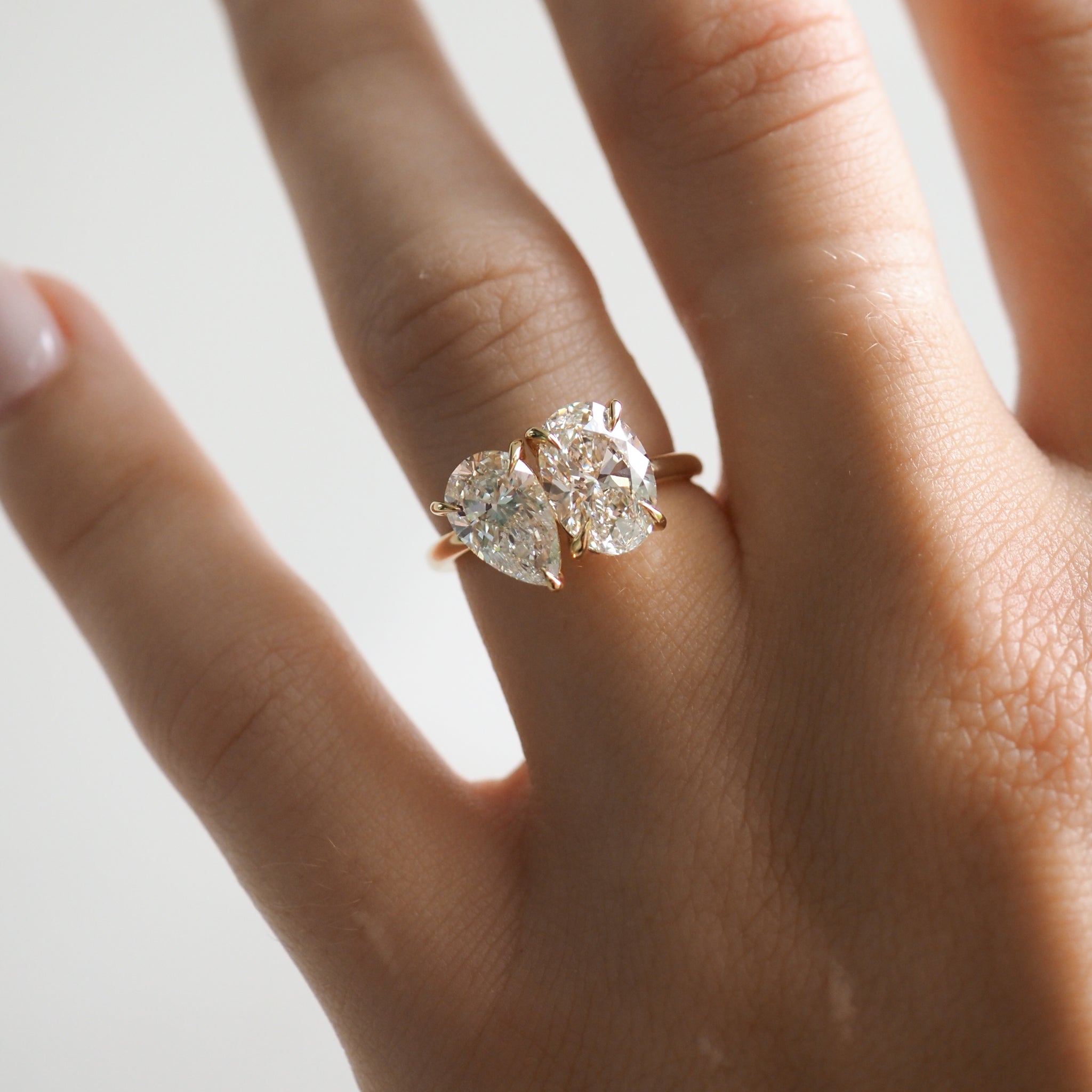 Toi et Moi | 3.60ct TCW Oval & Pear Lab-Grown Diamond Engagement Ring