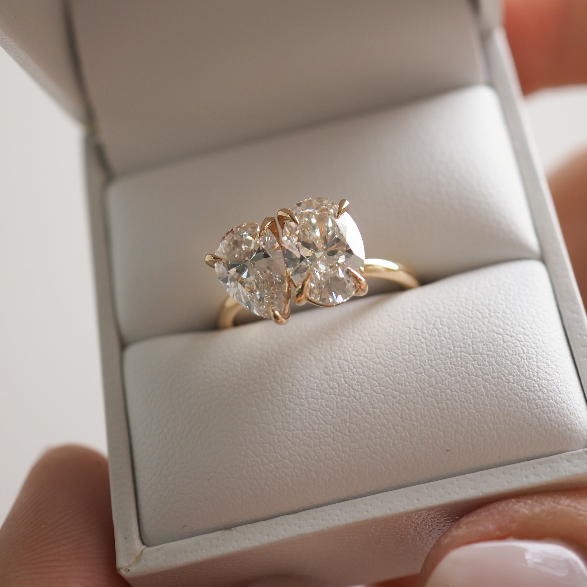 Toi et Moi | 3.60ct TCW Oval & Pear Lab-Grown Diamond Engagement Ring