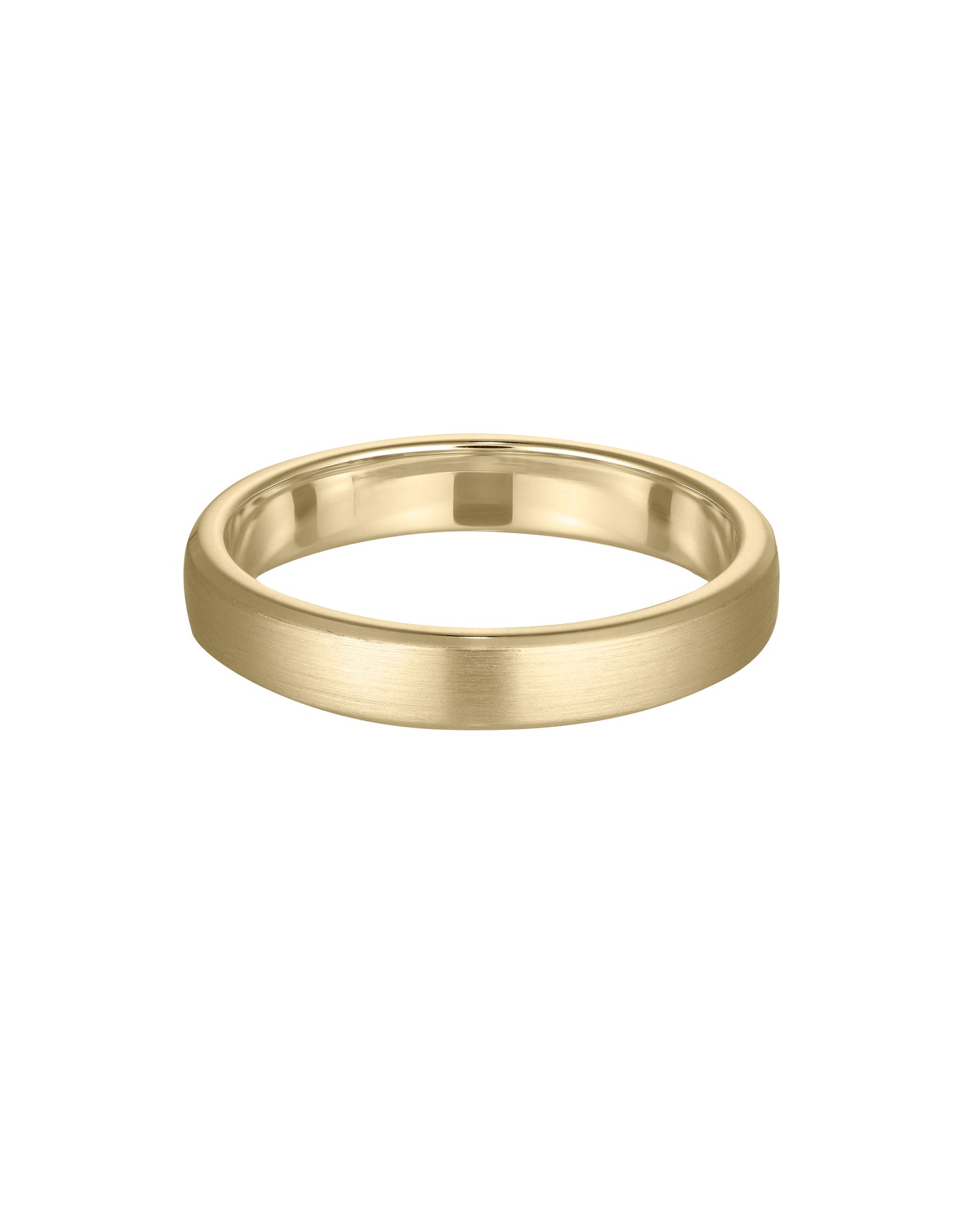 Elegant gold wedding band with a brushed finish, symbolising luxury and timeless style. Perfect for high-end jewellery enthusiasts.