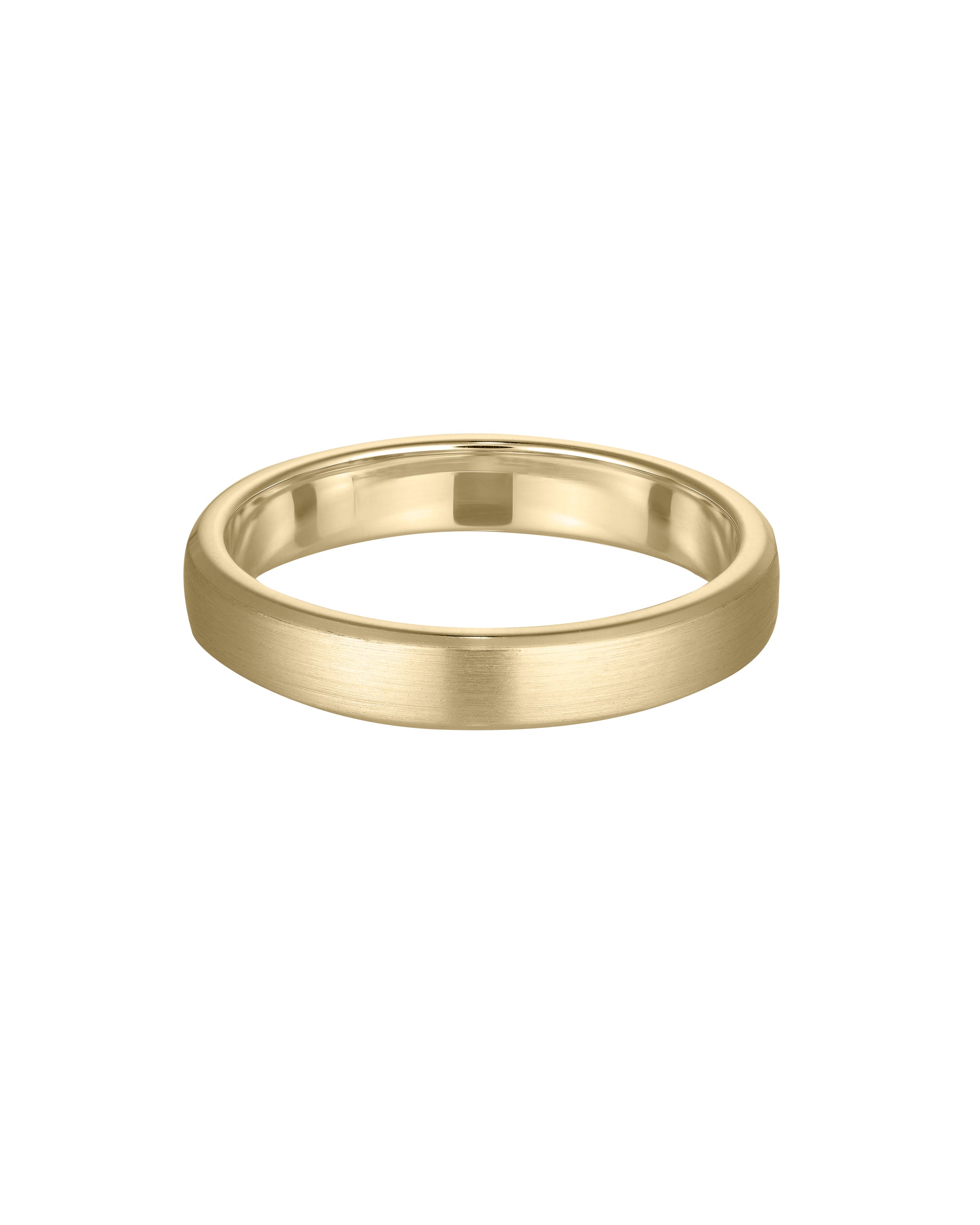 Elegant gold wedding band with a brushed finish, symbolising luxury and timeless style. Perfect for high-end jewellery enthusiasts.