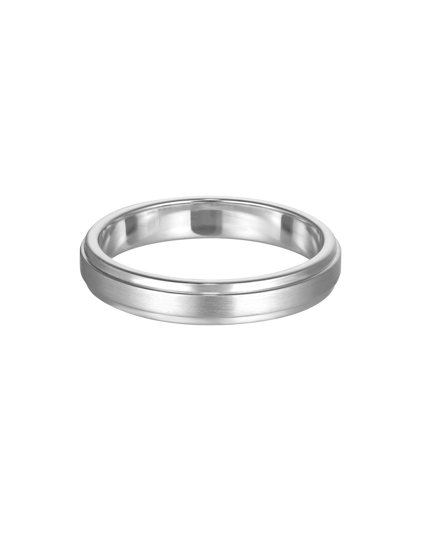 Elegant men's platinum band ring with a matte finish, featuring a sleek, minimalist design. Ideal for luxury jewellery collections.