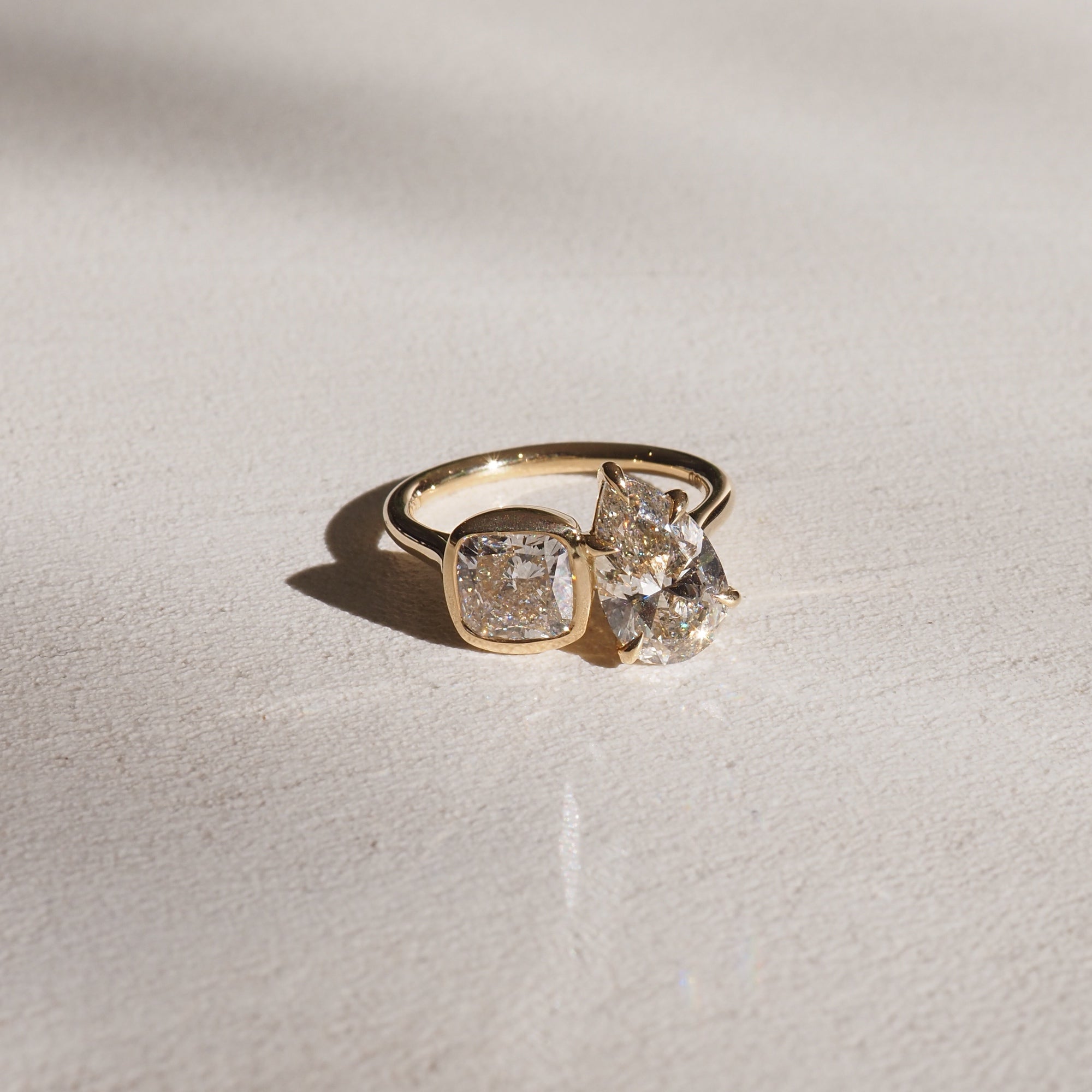 Toi et Moi | 3.46ct TCW Pear & Square Cushion Lab-Grown Diamond Engagement Ring