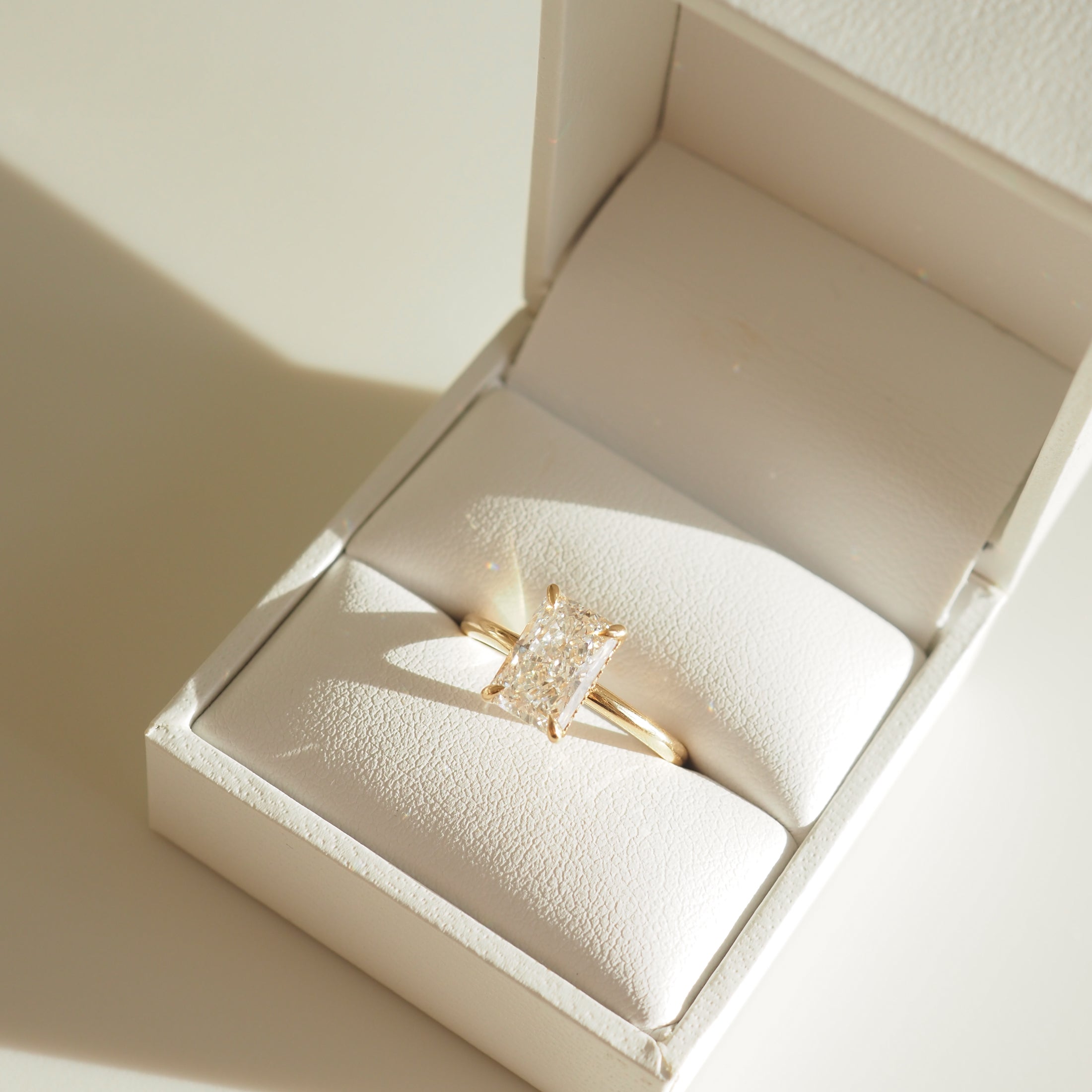 Rhea | 2ct Radiant Solitaire Lab-Grown Diamond Ring with Hidden Halo