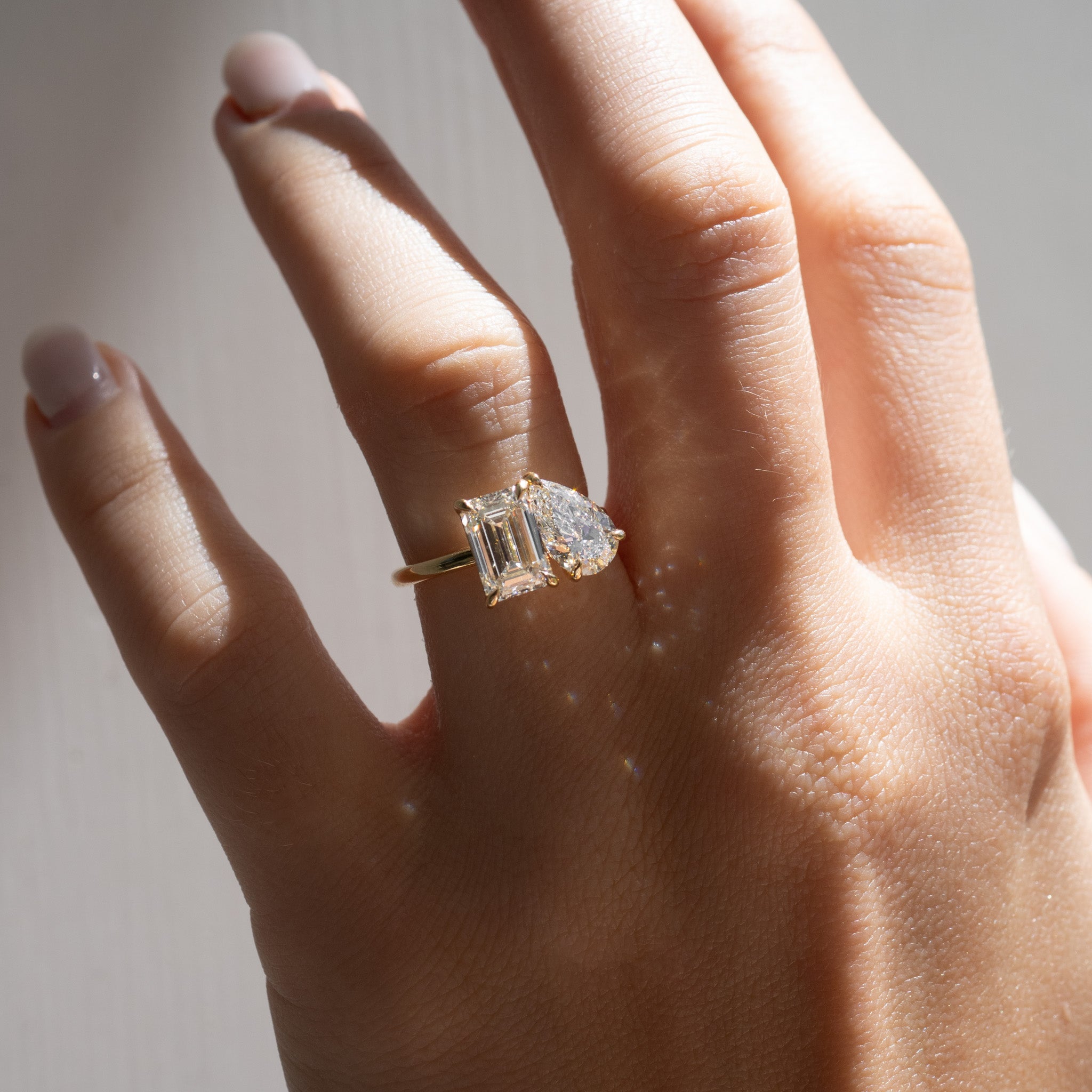 Rosa | 3.1ct Emerald & Pear Toi et Moi Lab-Grown Diamond Ring