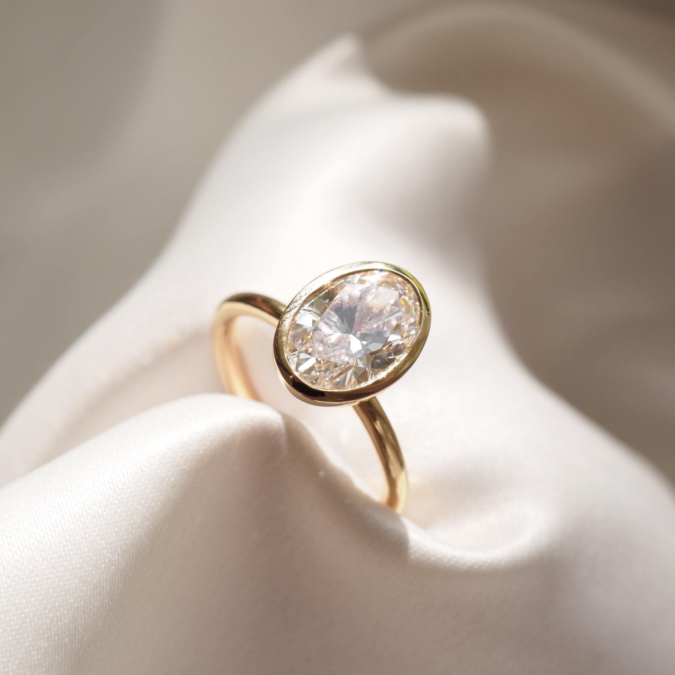 Vyla | 2ct Oval Bezel Solitaire Lab-Grown Diamond Engagement Ring