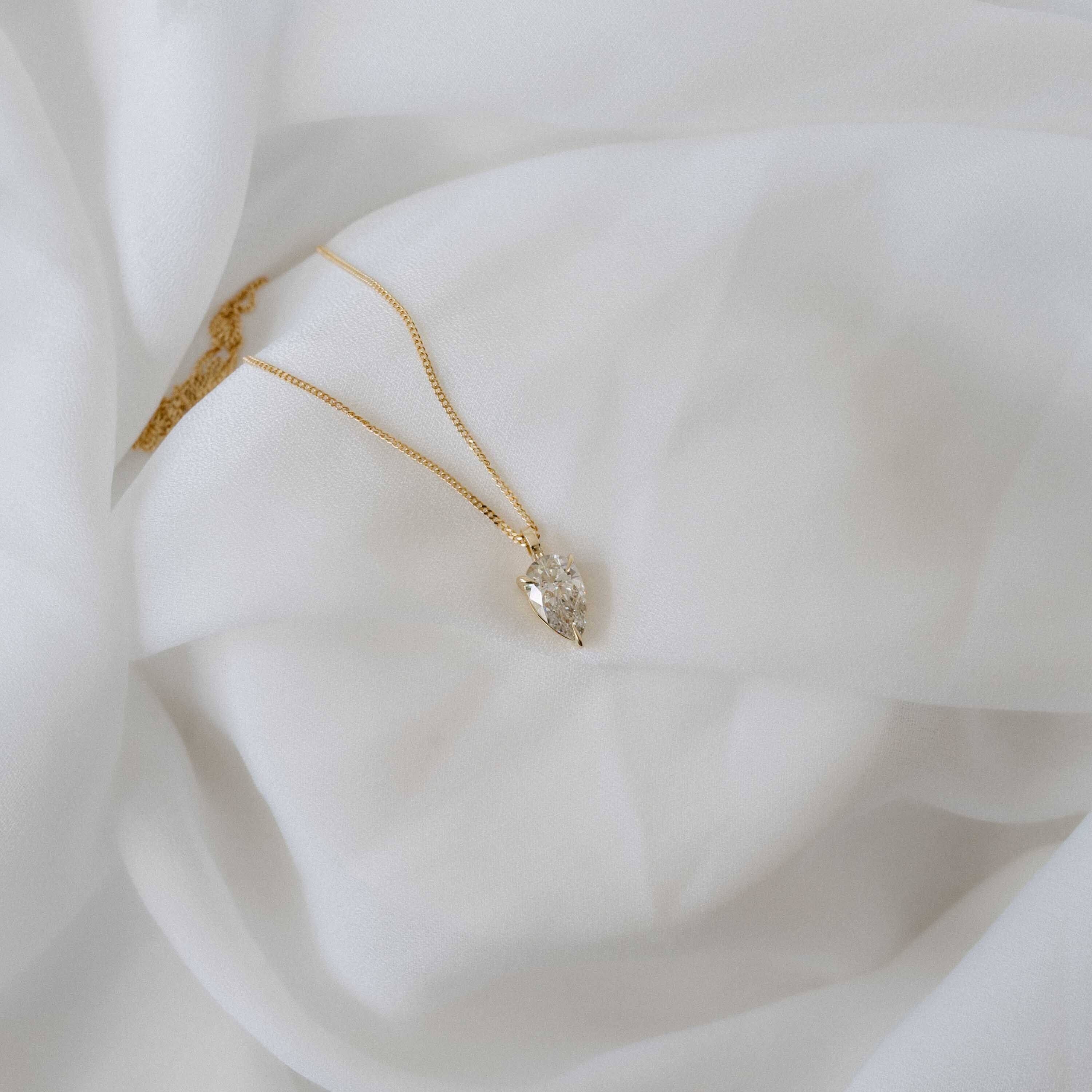 1.5ct Pear Lab-Grown Diamond Pendant Necklace